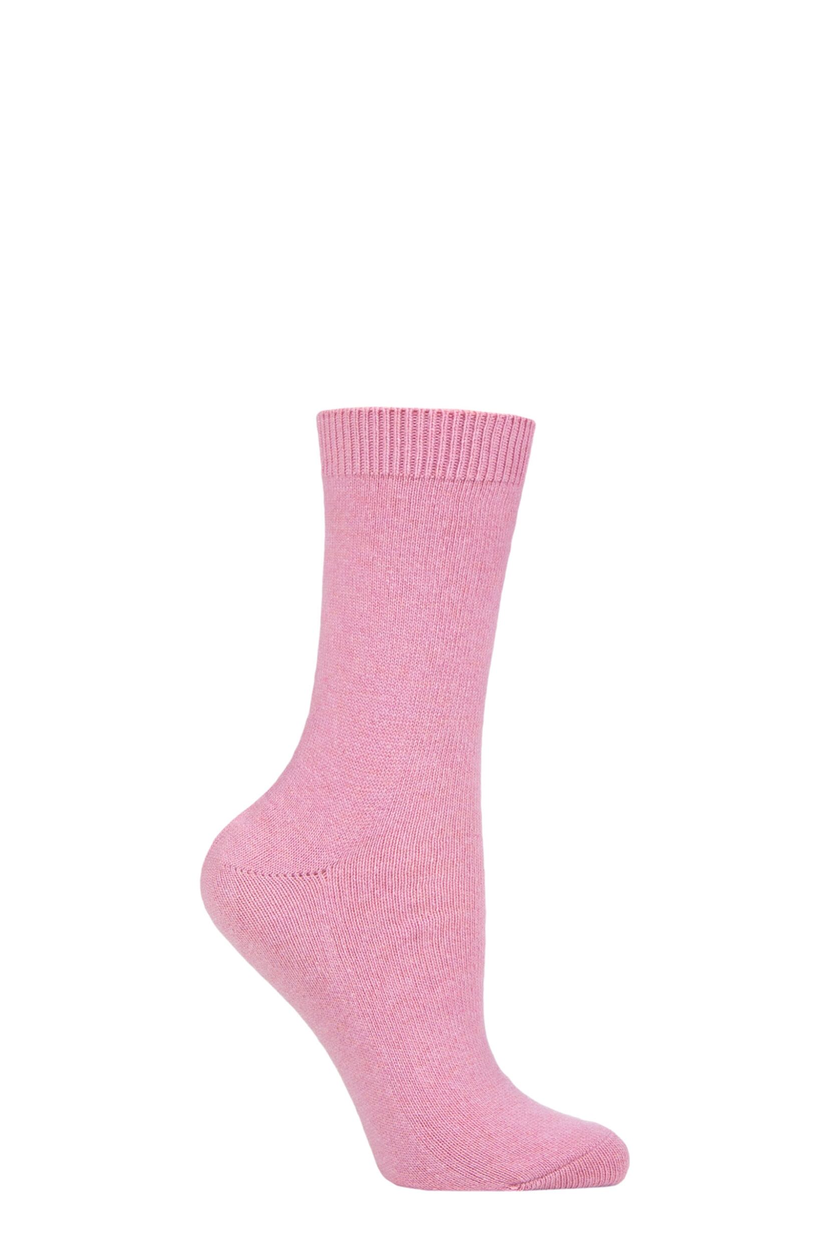 Image of Women's 1 Pair Falke Cosy Wool and Cashmere Socks Powder Pink Ladies