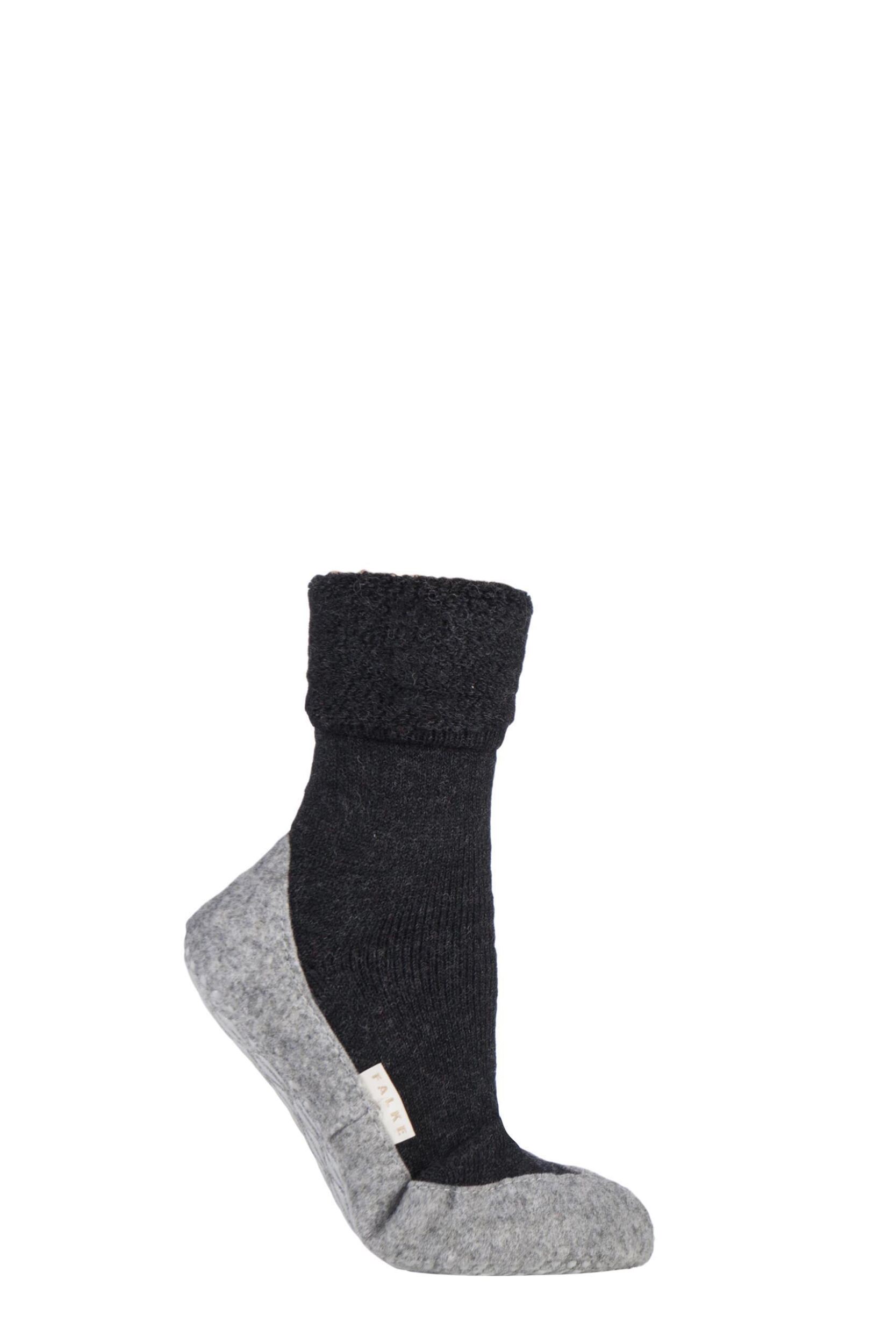 1 Pair Black CosyShoe Slipper House Socks Ladies 7-8 Ladies - Falke