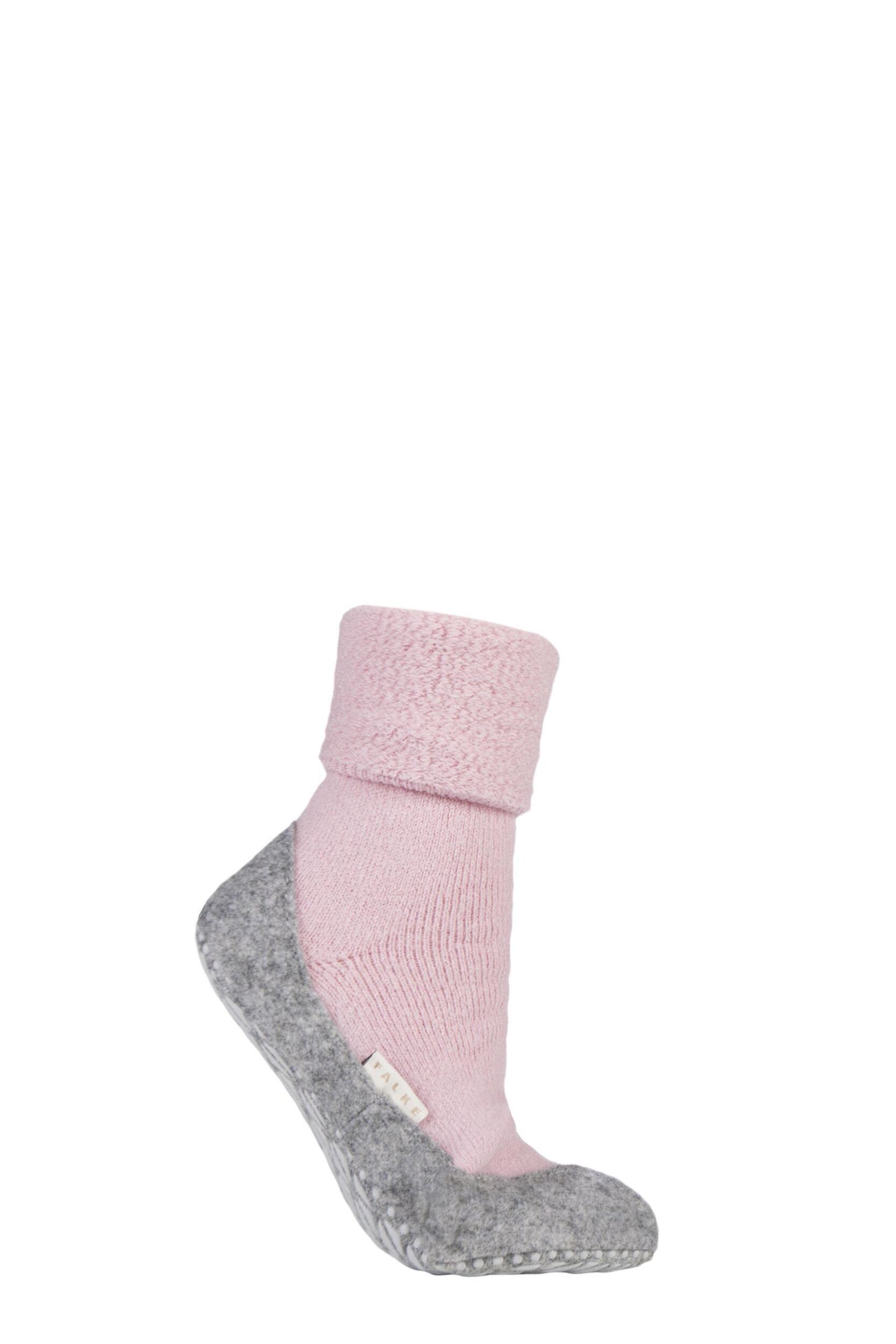 1 Pair Pink CosyShoe Slipper House Socks Ladies 7-8 Ladies - Falke
