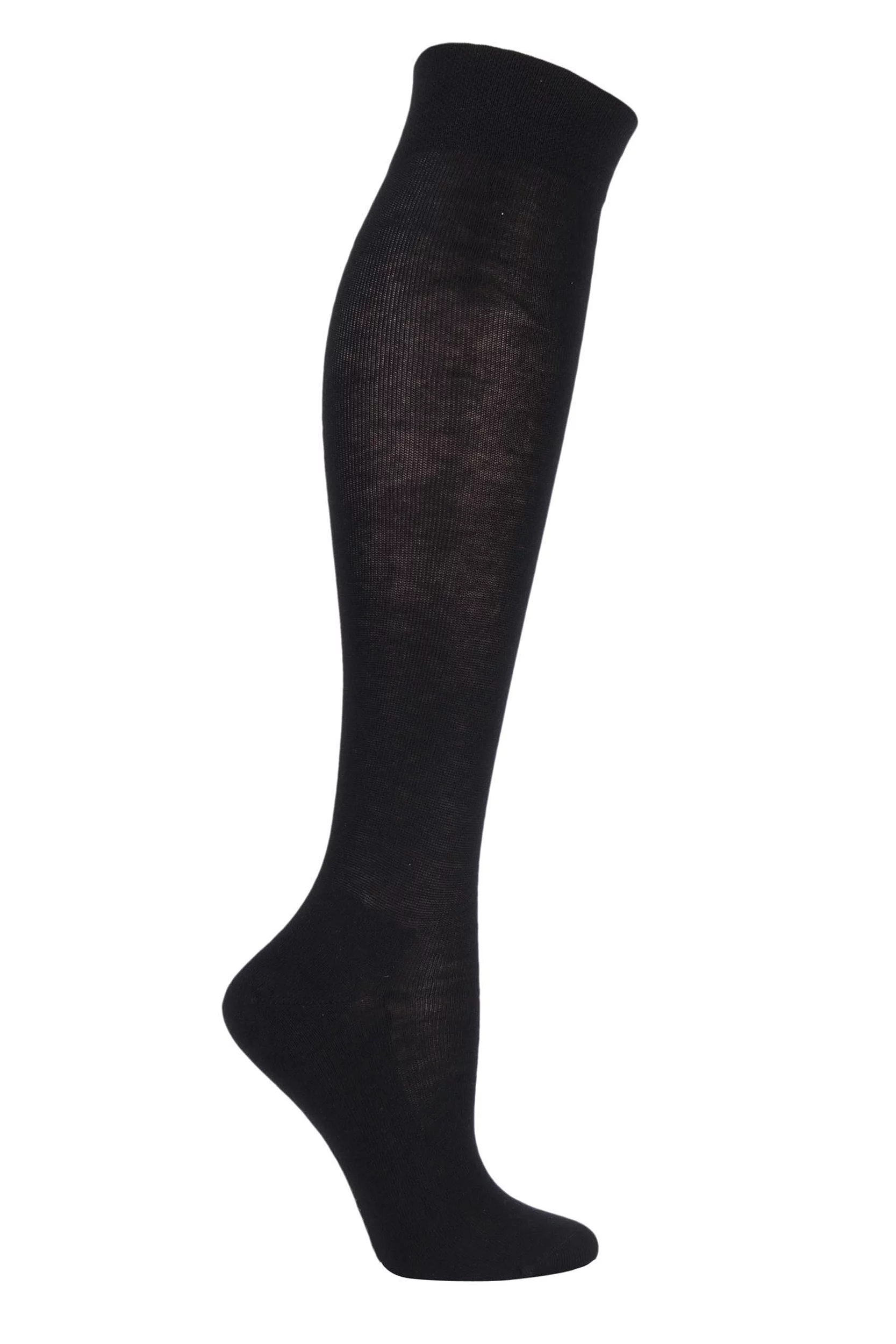 1 Pair Black Sensitive London Left and Right Comfort Cuff Cotton Knee High Socks Ladies 2.5-5 Ladies - Falke