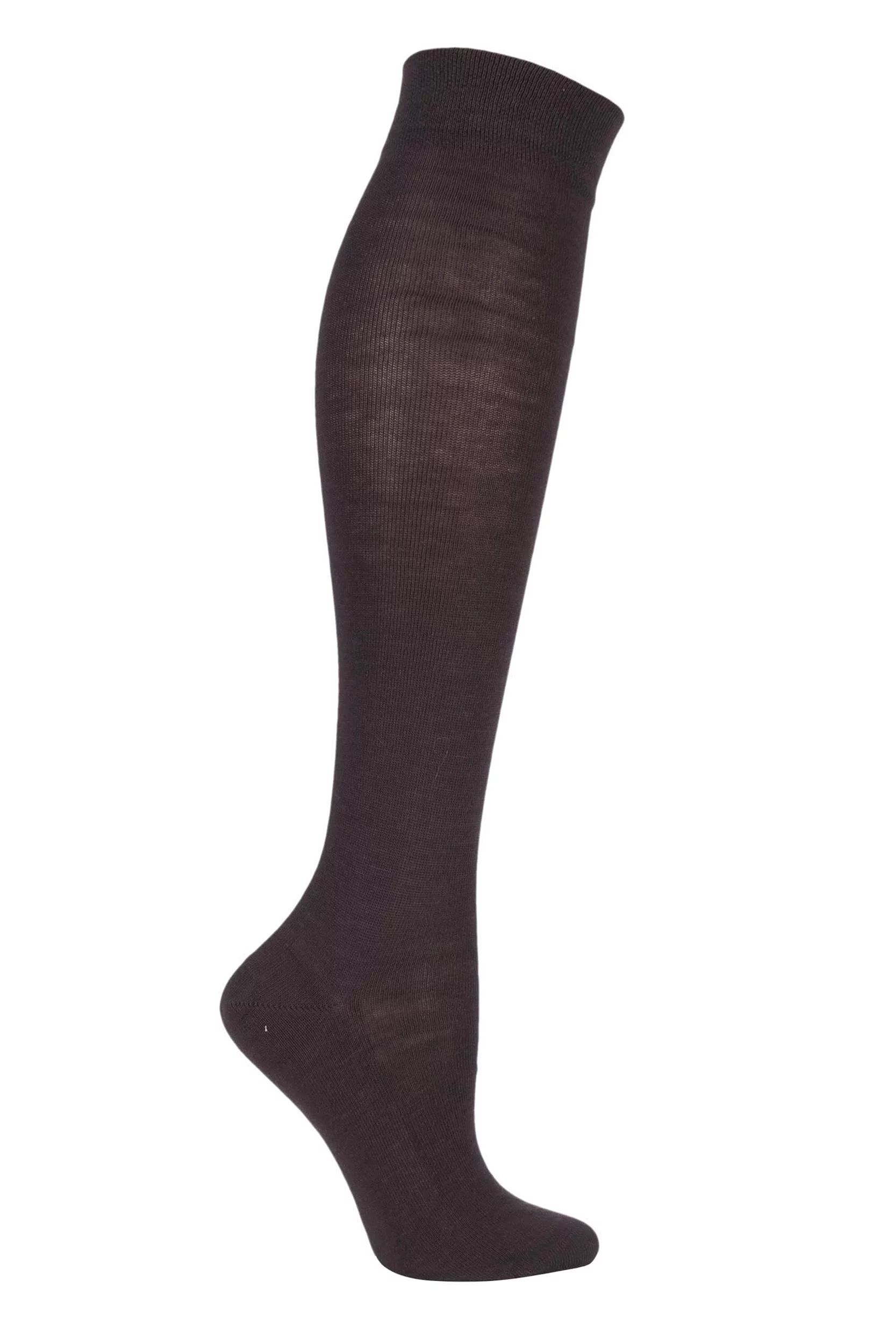 1 Pair Dark Brown Sensitive London Left and Right Comfort Cuff Cotton Knee High Socks Ladies 5.5-8 Ladies - Falke