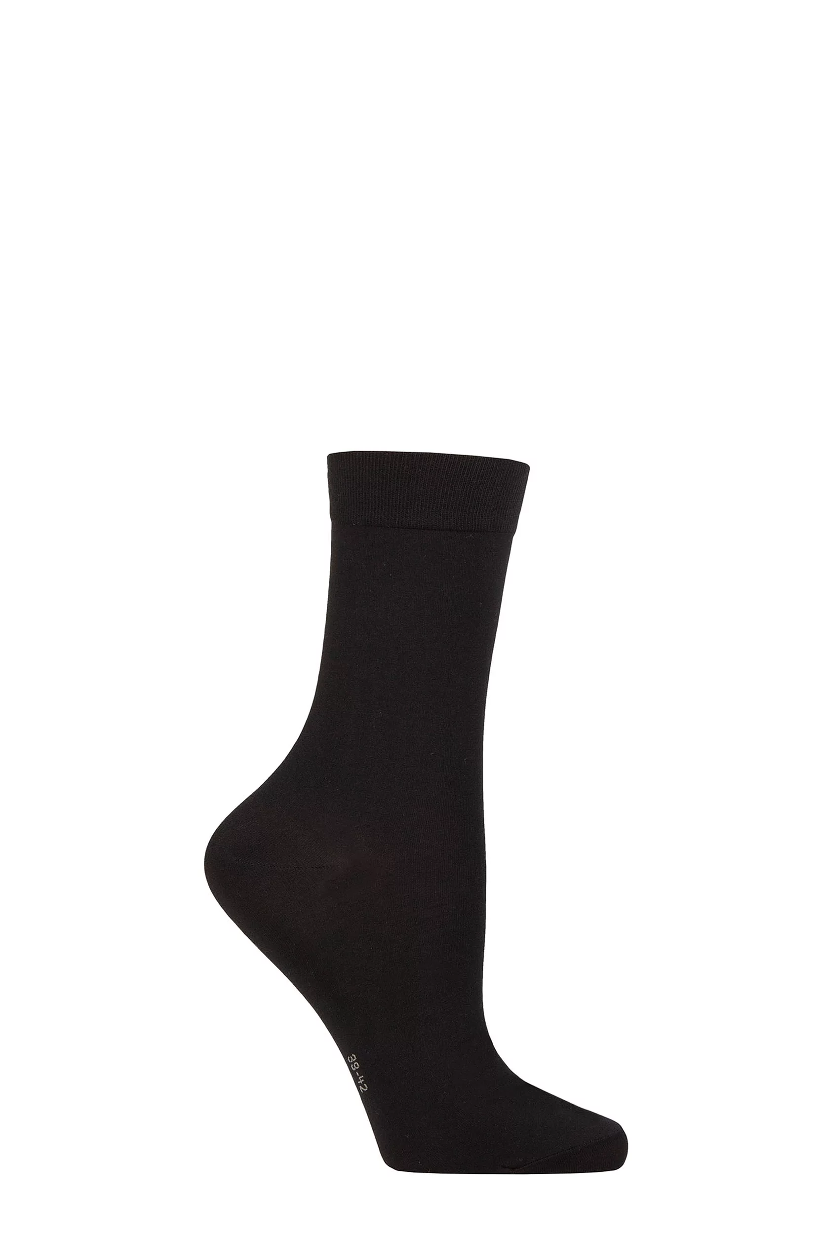 1 Pair Black Cotton Touch Anklet Socks Ladies 2.5-5 Ladies - Falke