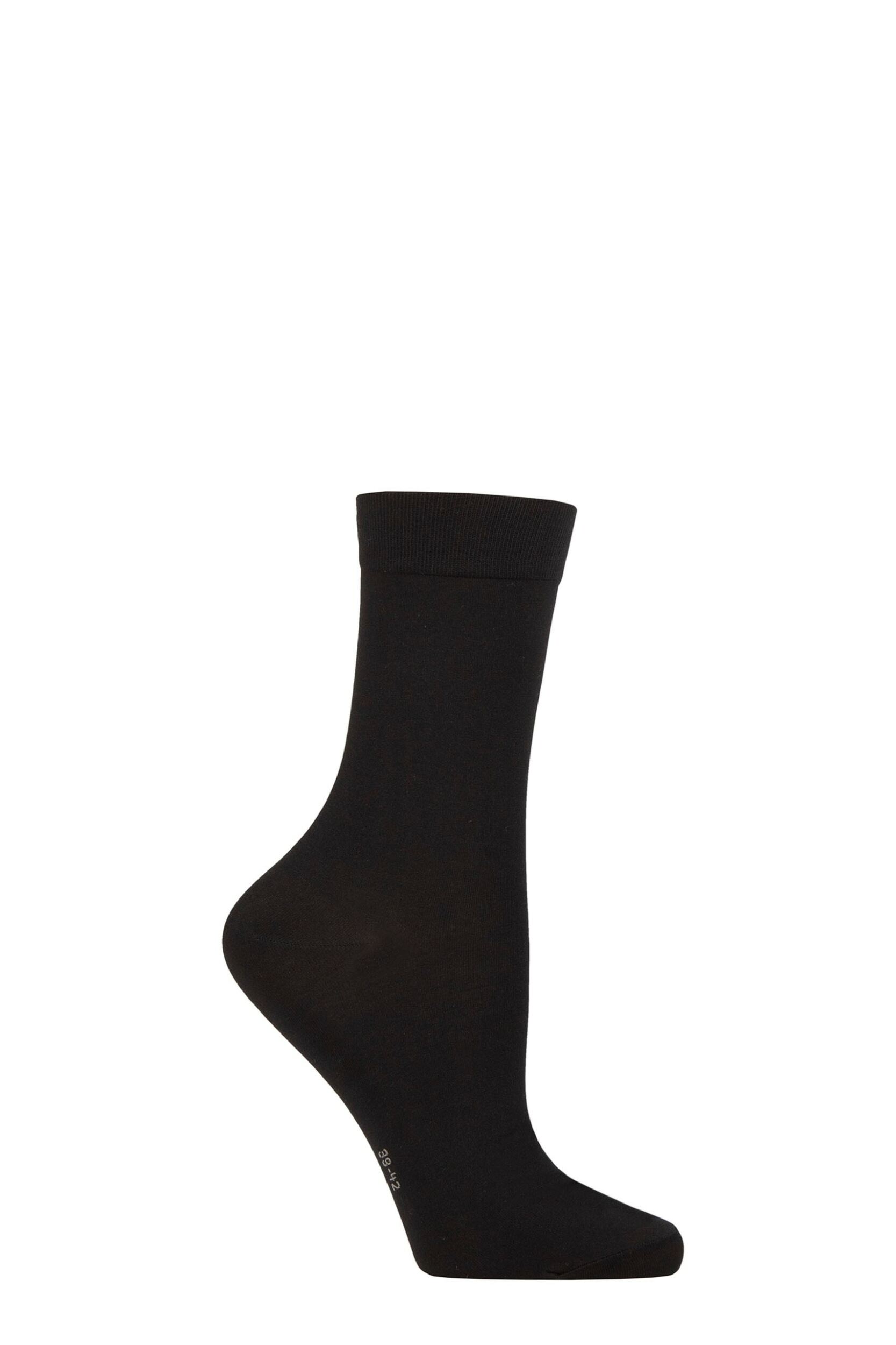 1 Pair Black Cotton Touch Anklet Socks Ladies 5.5-8 Ladies - Falke