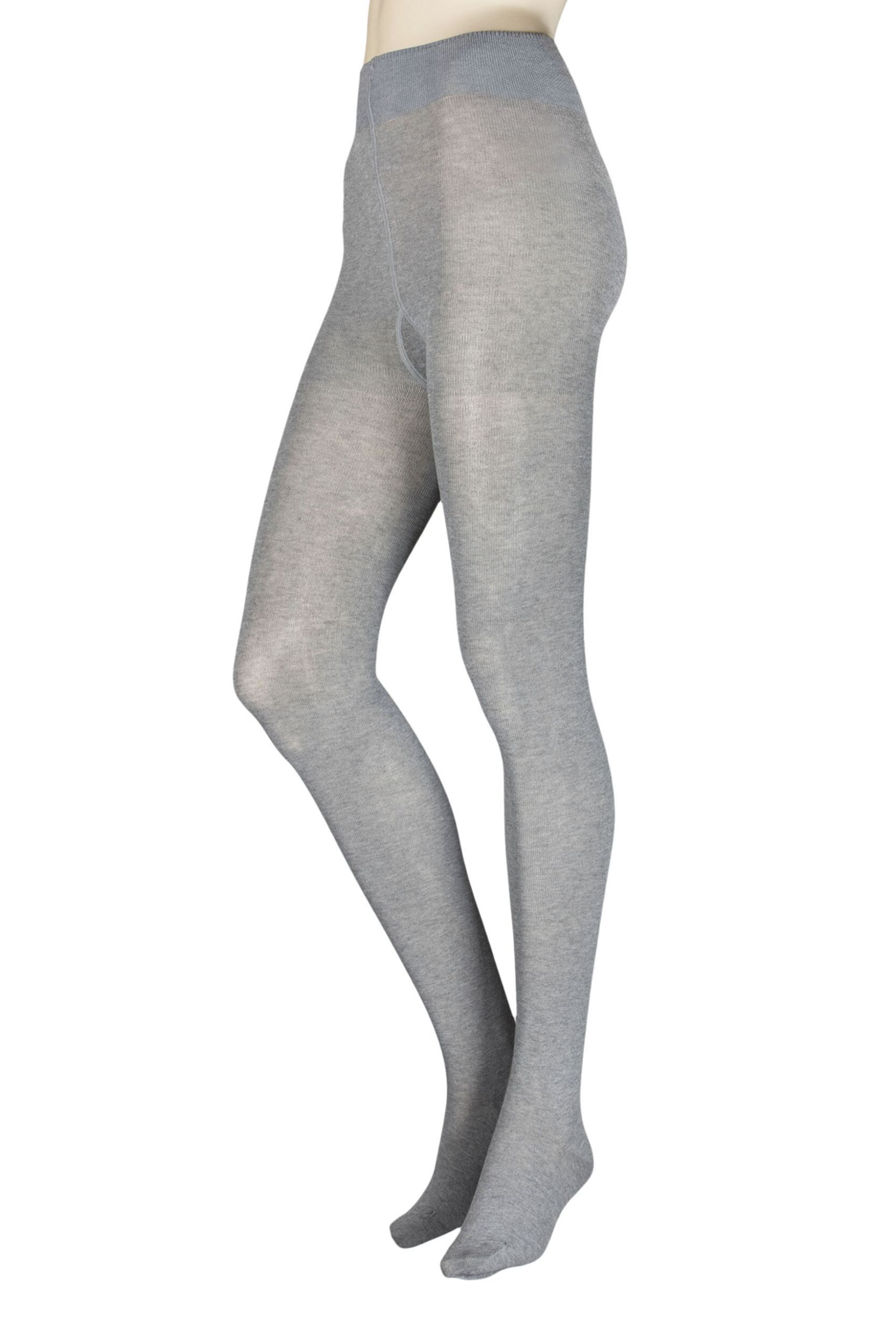Women's 1 Pair Falke Family Combed Cotton Tights Grey Small / Medium
