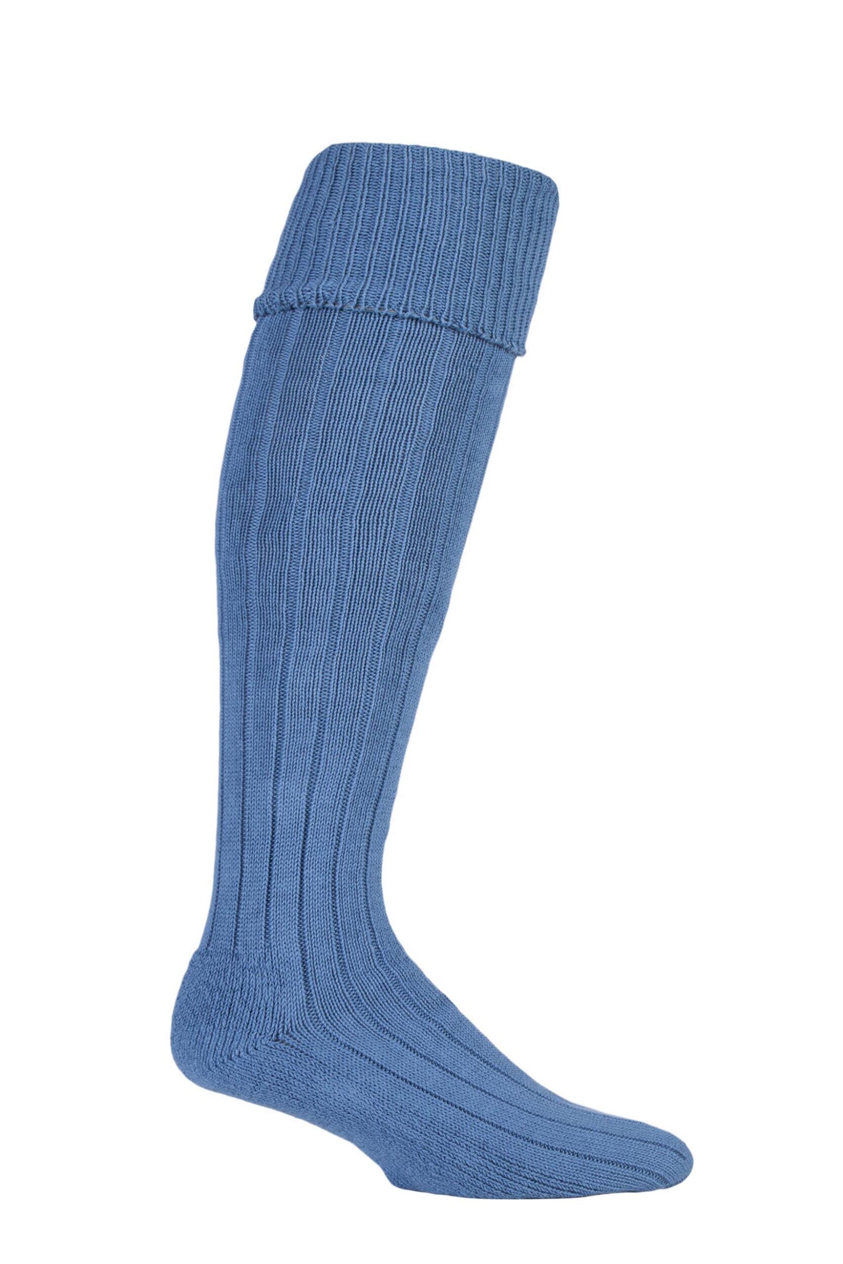 1 Pair Cornflower Birkdale Cotton Cushioned Knee High Golf Socks Men's 12-14 Mens - Glenmuir