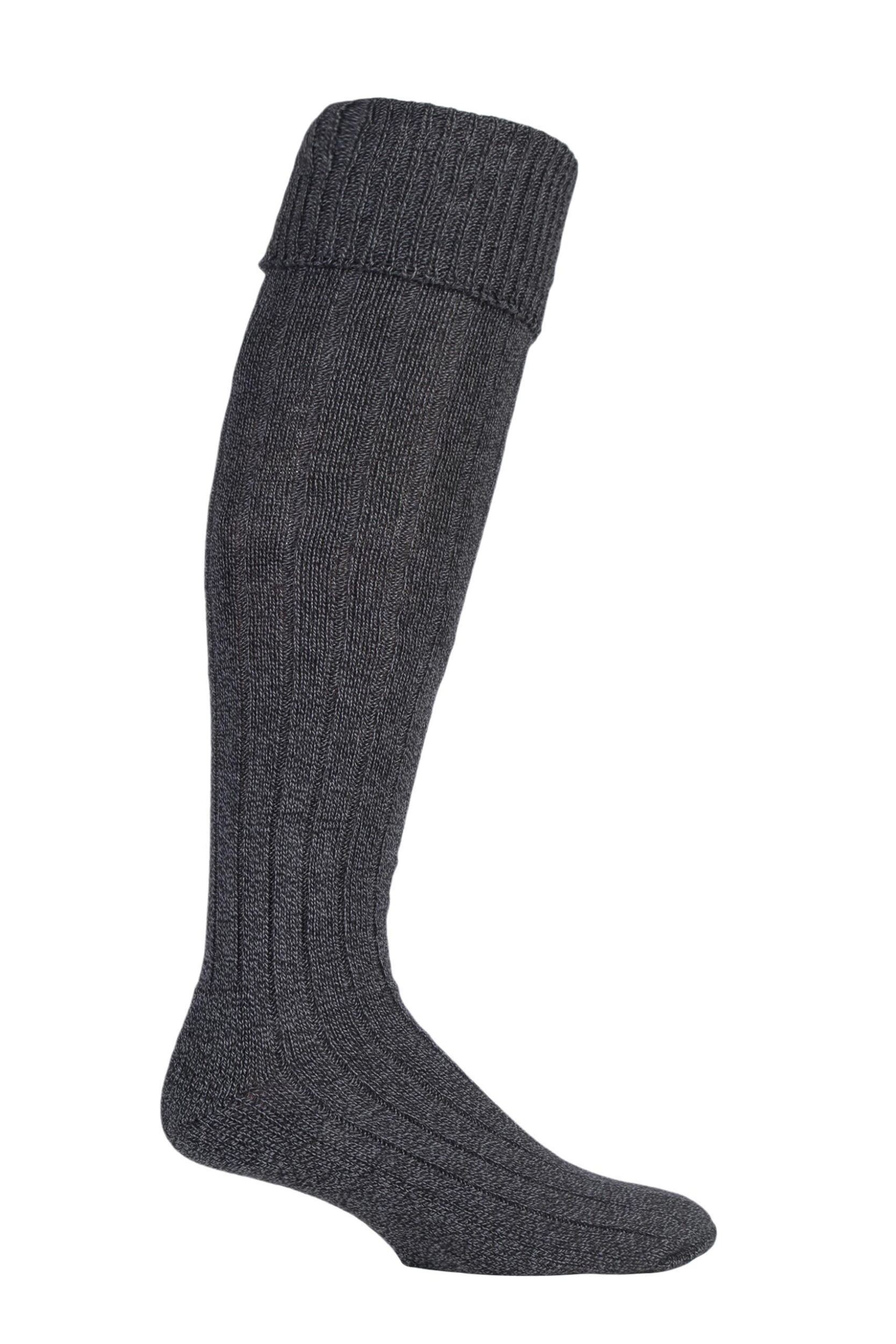 1 Pair Charcoal Marl Birkdale Cotton Cushioned Knee High Golf Socks Men's 7-11 Mens - Glenmuir