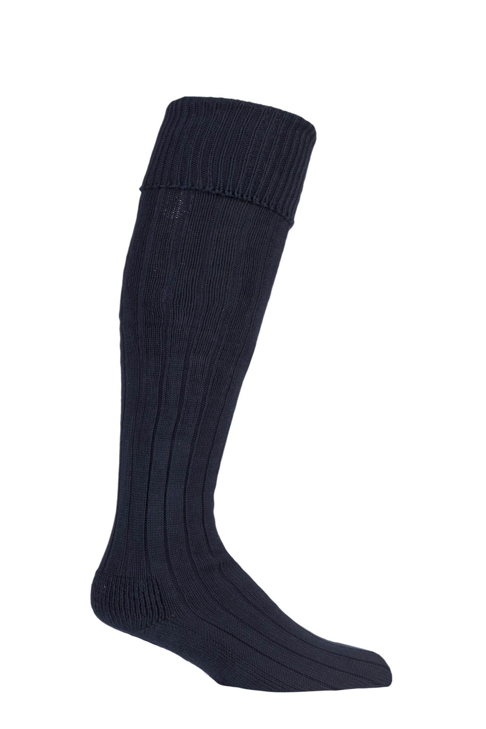 1 Pair Rich Navy Birkdale Cotton Cushioned Knee High Golf Socks Men's 7-11 Mens - Glenmuir