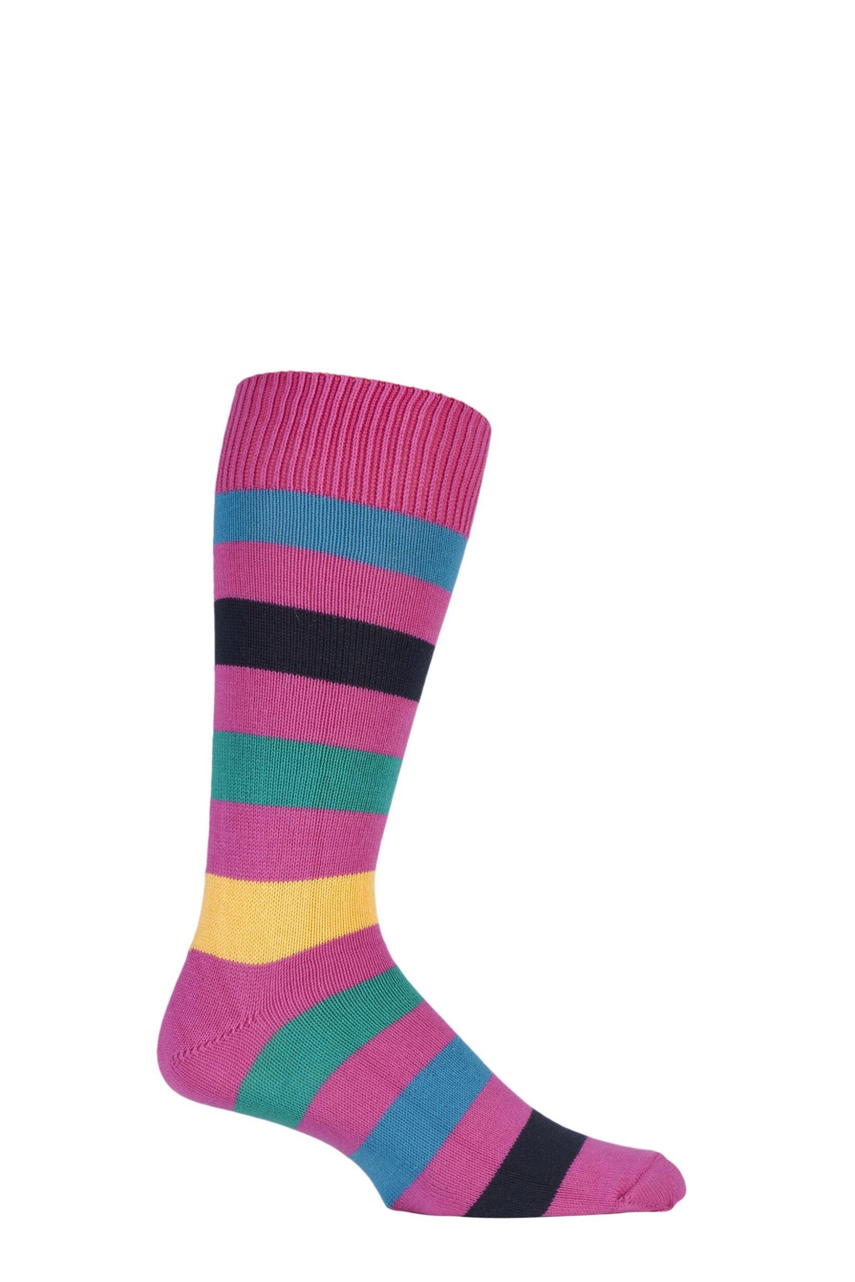 1 Pair Clematis / Multi of London Bold Broad Stripe Cotton Socks Men's 7-11 Mens - SOCKSHOP of London