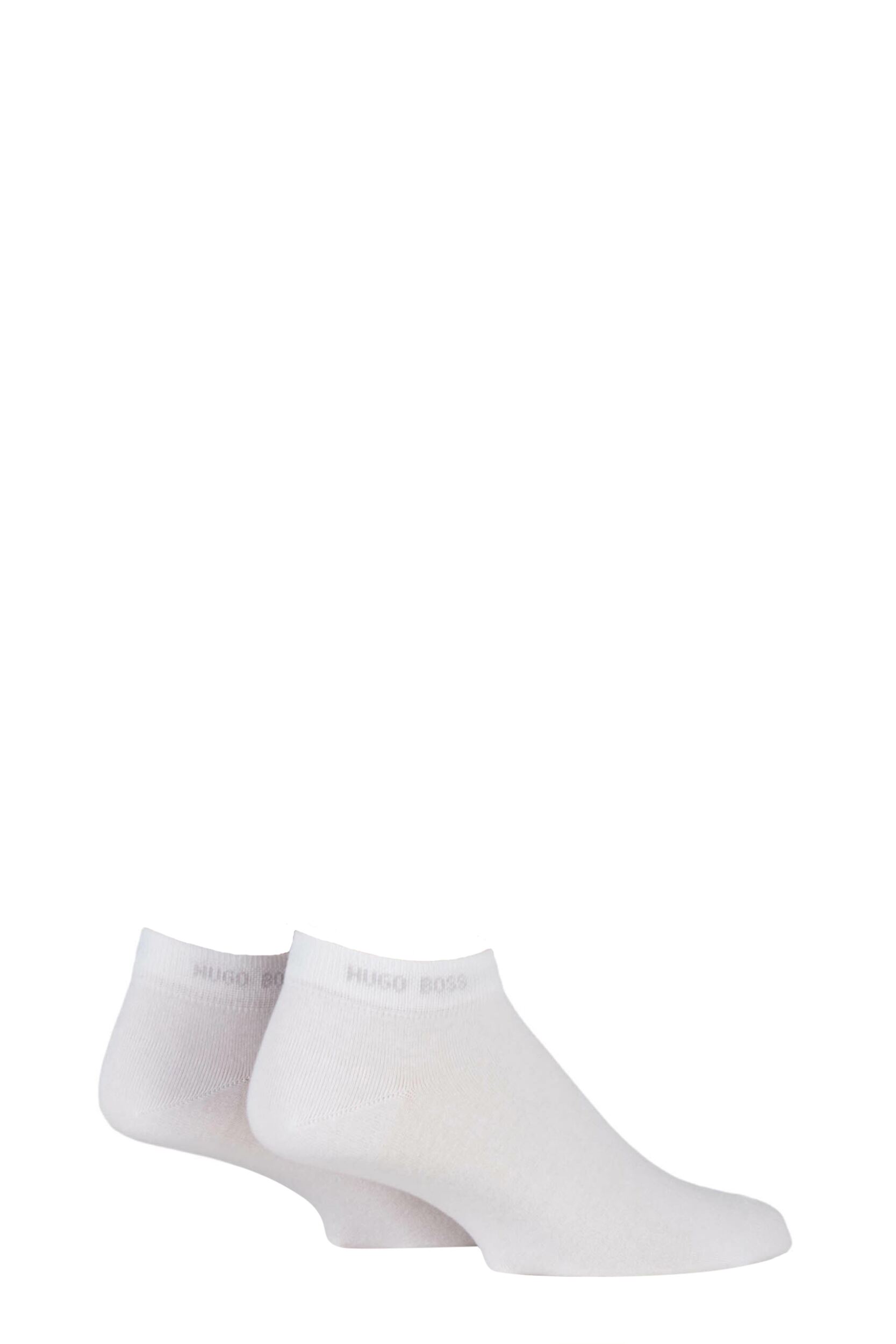 2 Pair White BOSS Plain Cotton Sneaker Socks Men's 5.5-8 Mens - Hugo Boss