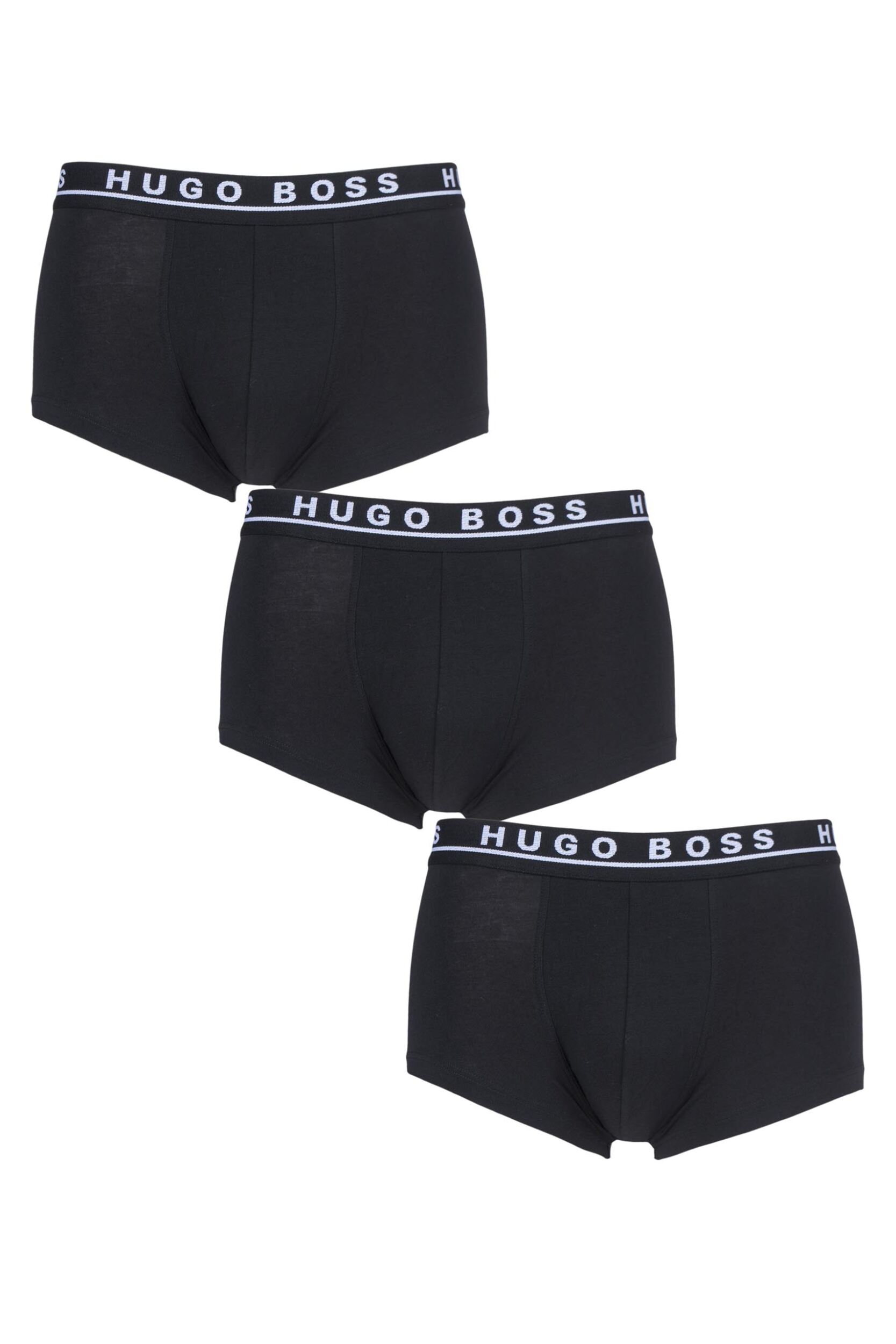3 Pack Black BOSS Plain Cotton Stretch Trunks Men's Extra Large - Hugo Boss