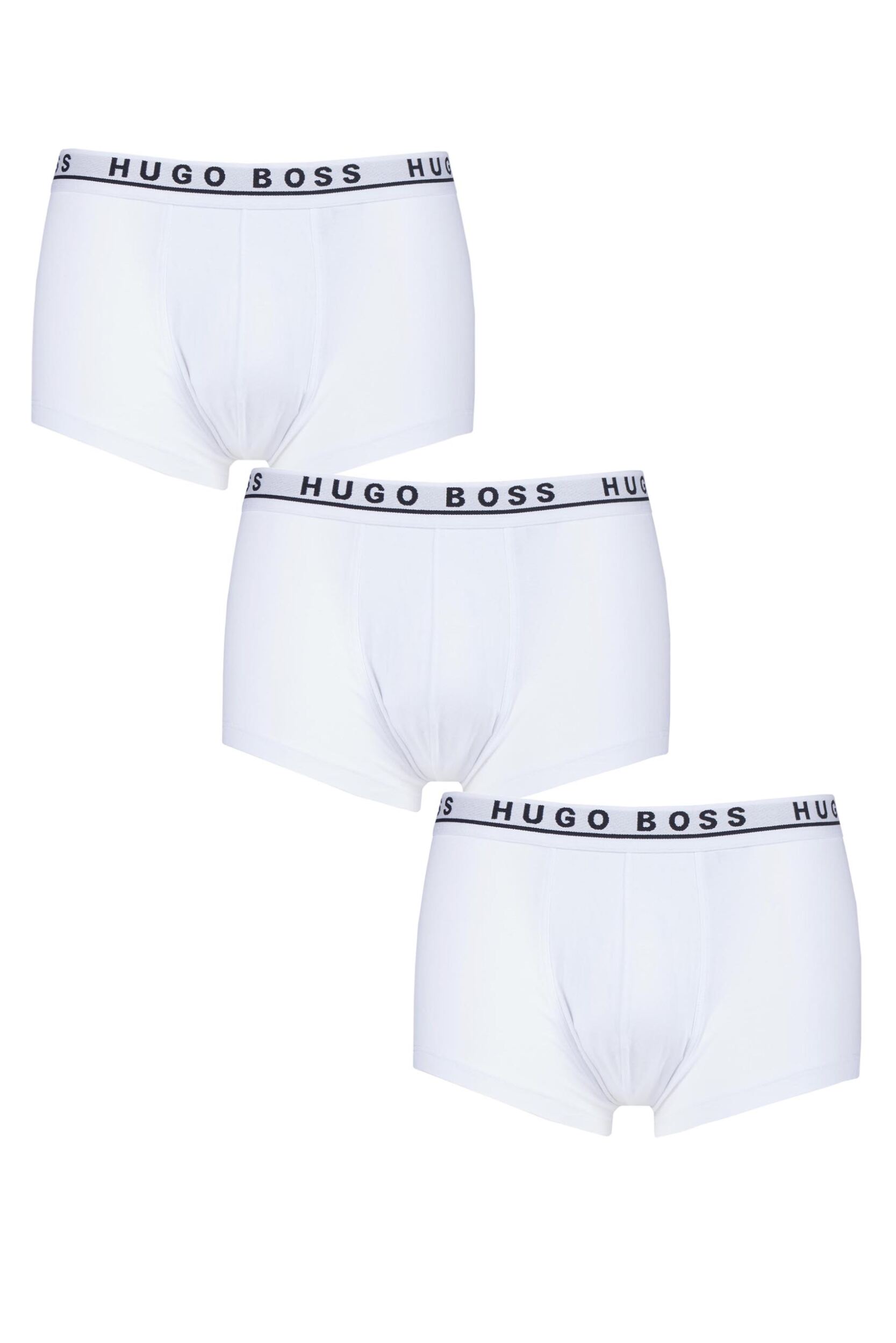 3 Pack White BOSS Plain Cotton Stretch Trunks Men's Large - Hugo Boss