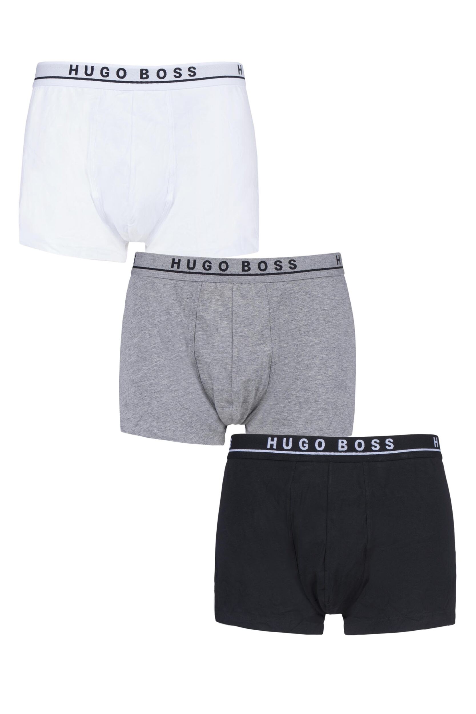 3 Pack Assorted BOSS Plain Cotton Stretch Trunks Men's Large - Hugo Boss