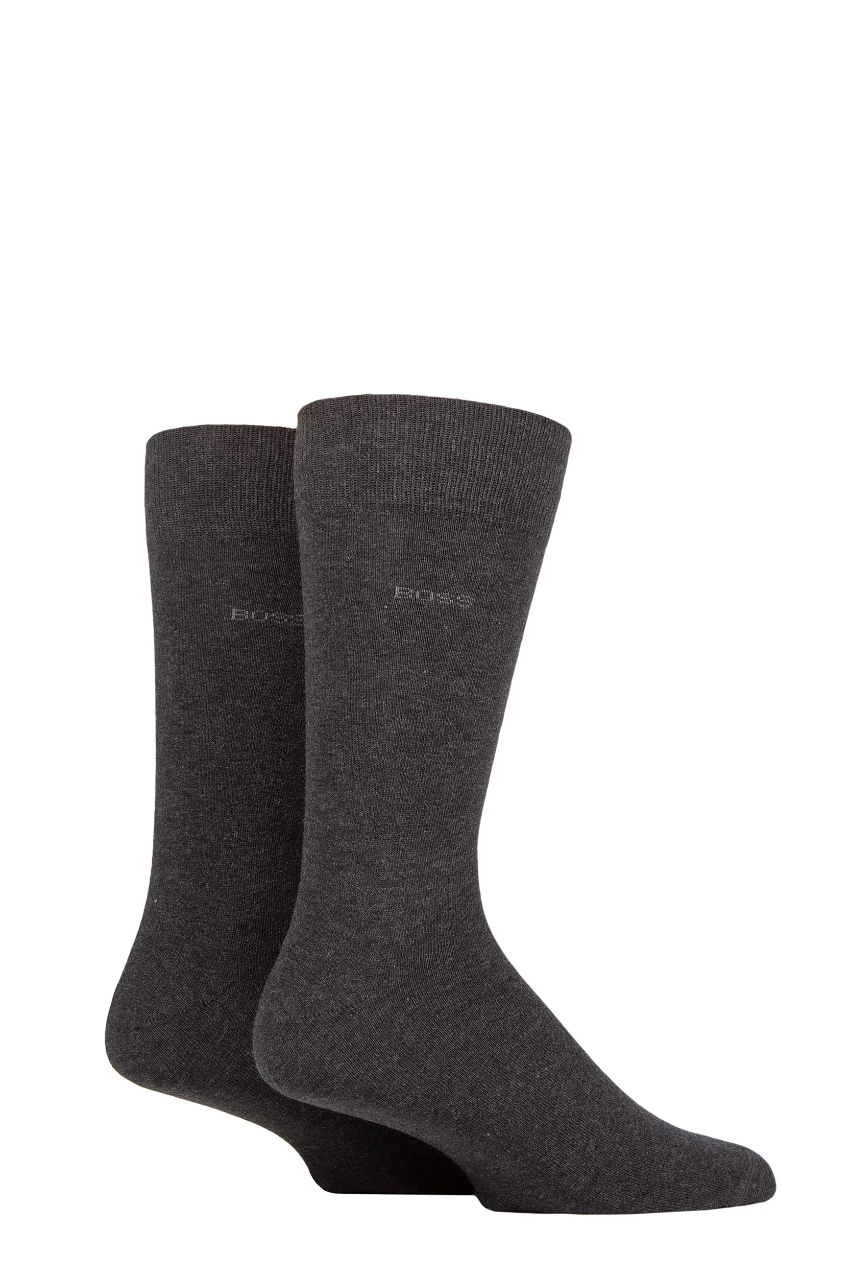 Mens 2 Pair BOSS Soft Cotton Plain Socks Charcoal 11.5-14 Mens