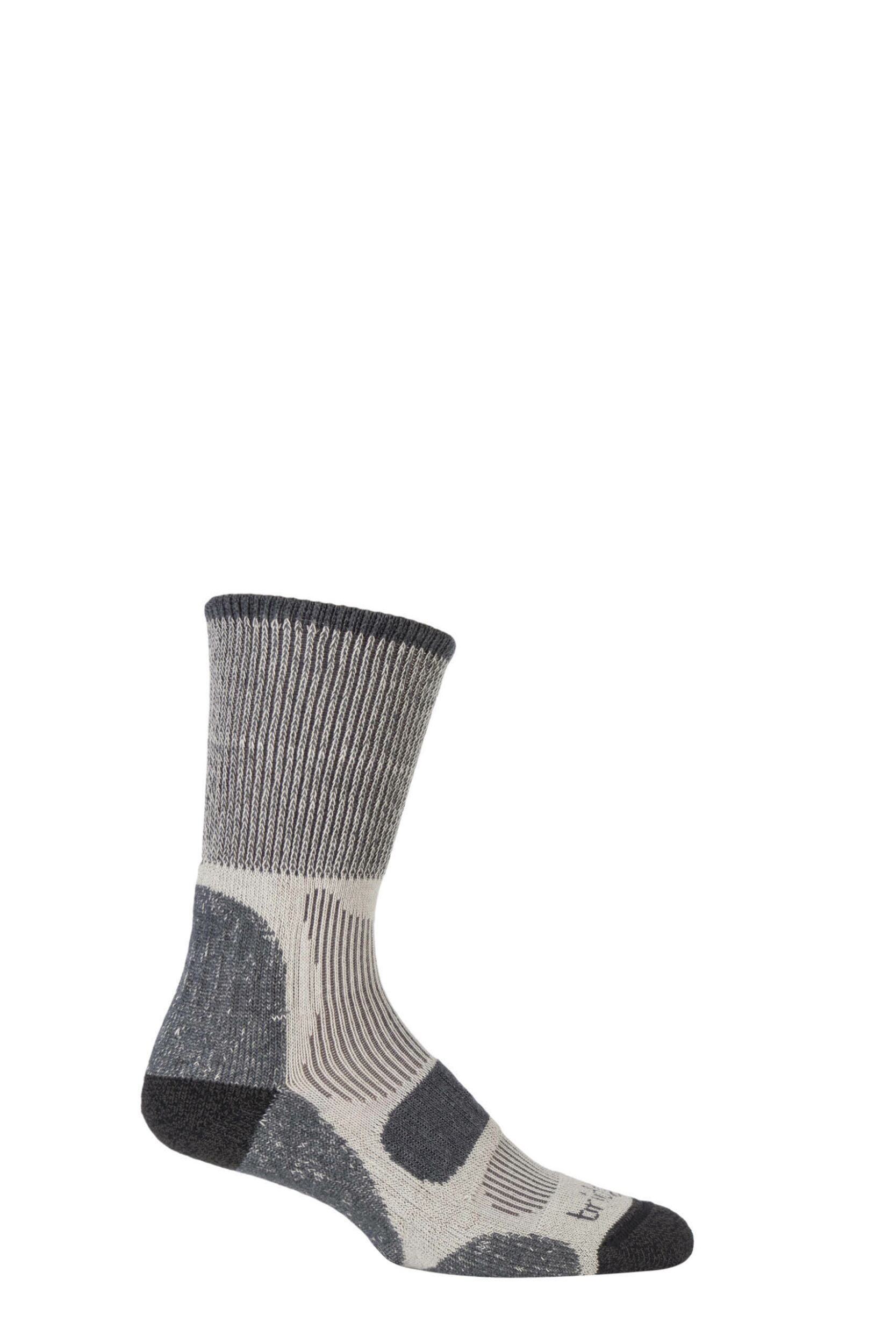 1 Pair Charcoal Active Light Hiker Cotton and Coolmax Socks For Summer Hiking Men's 6-8.5 Mens - Bridgedale