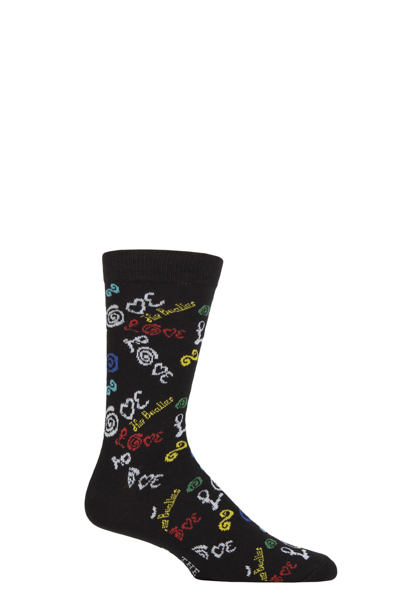 SOCKSHOP Music Collection 1 Pair The Beatles Cotton Socks Love Black 4-7 Unisex