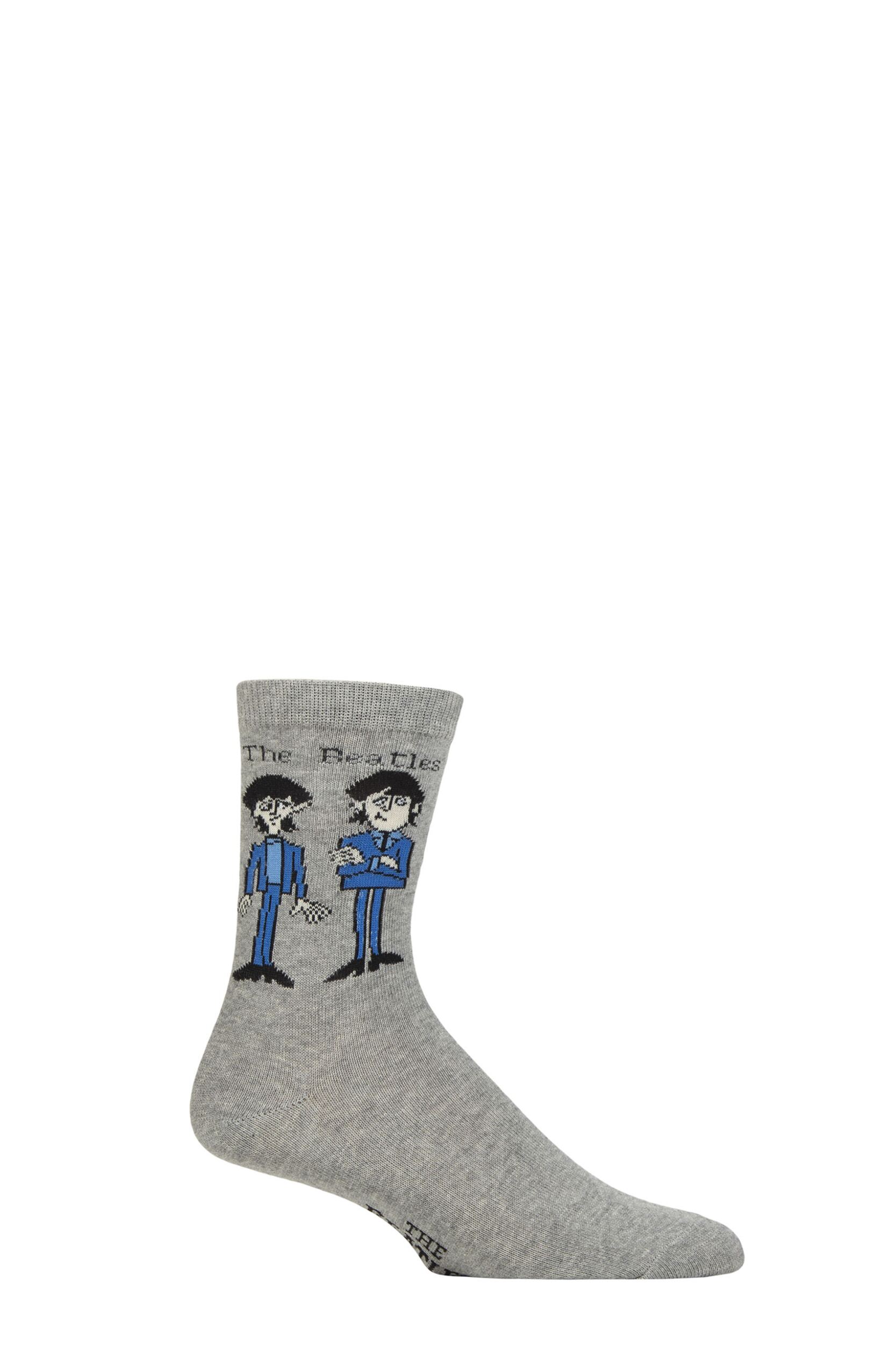 SOCKSHOP Music Collection 1 Pair The Beatles Cotton Socks Cartoon Standing Grey 4-7 Unisex