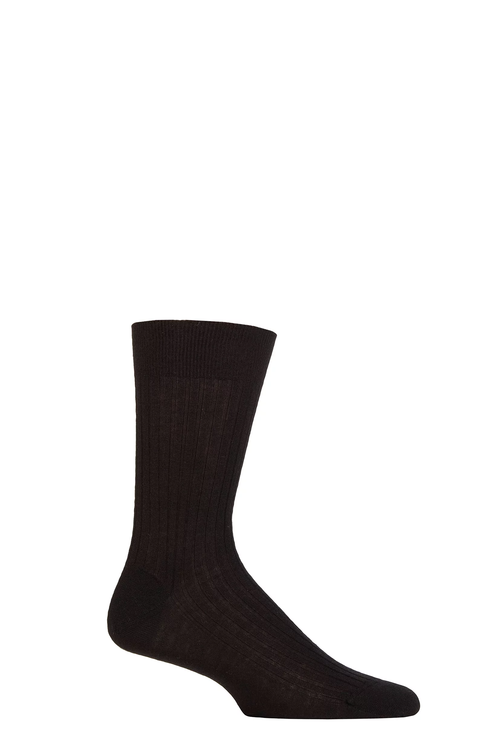 Mens 1 Pair Pantherella Knightsbridge 100% Pure Cashmere Ribbed Socks Black 10.5