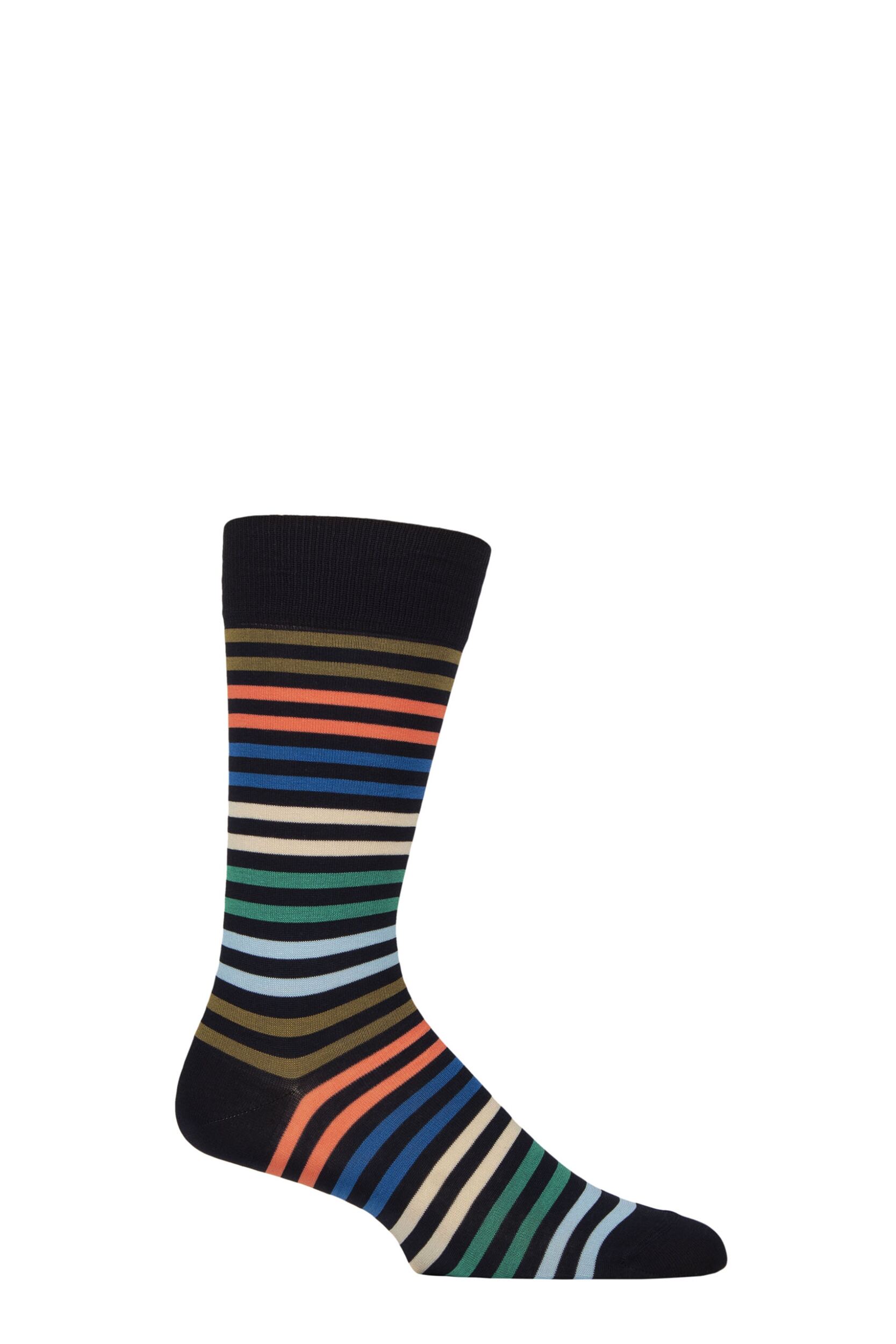Image of Mens 1 Pair Pantherella Kilburn Striped Cotton Lisle Socks Navy 7.5-9.5 Mens