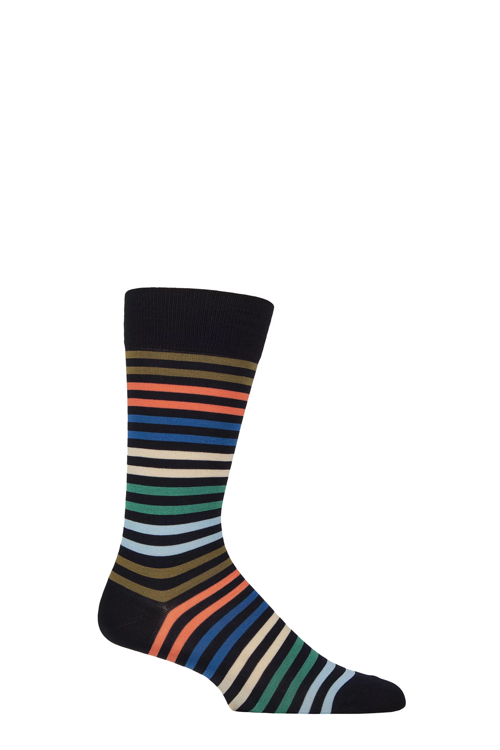Mens 1 Pair Pantherella Kilburn Striped Cotton Lisle Socks Navy 10-12 Mens