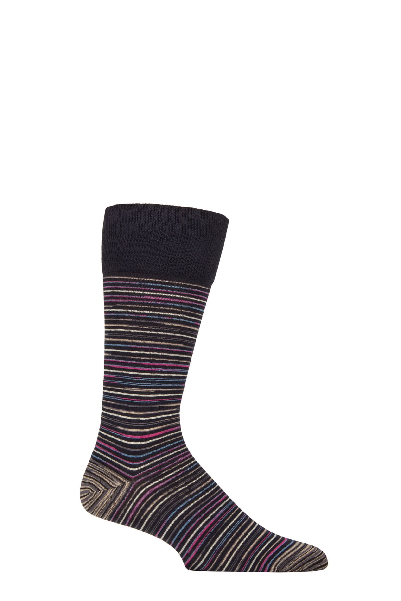 Image of Mens 1 Pair Pantherella Atolla Organic Cotton Striped Socks Navy 7.5-9.5 Mens