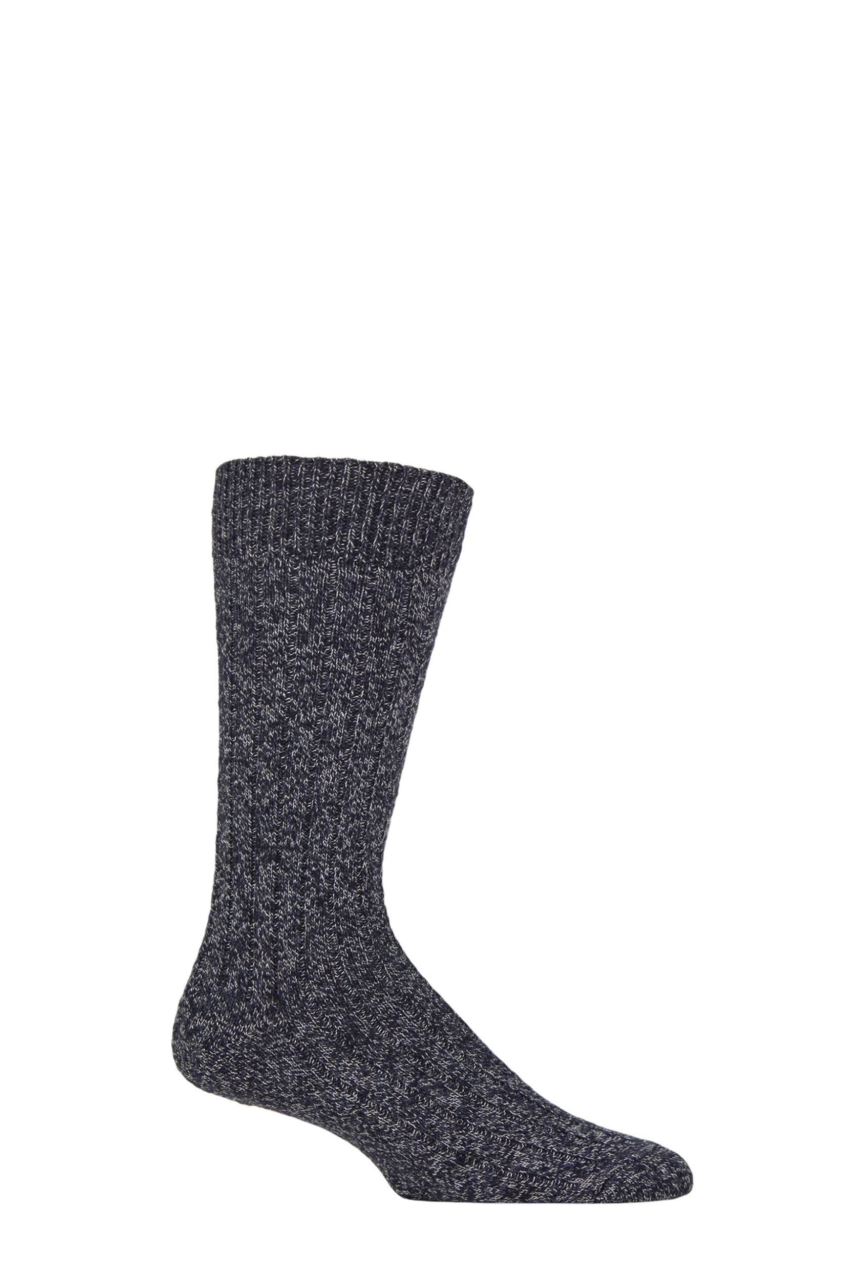 Mens 1 Pair Pantherella Rye Eco Luxe Ribbed Cotton Socks Black Sea 10-12 Mens