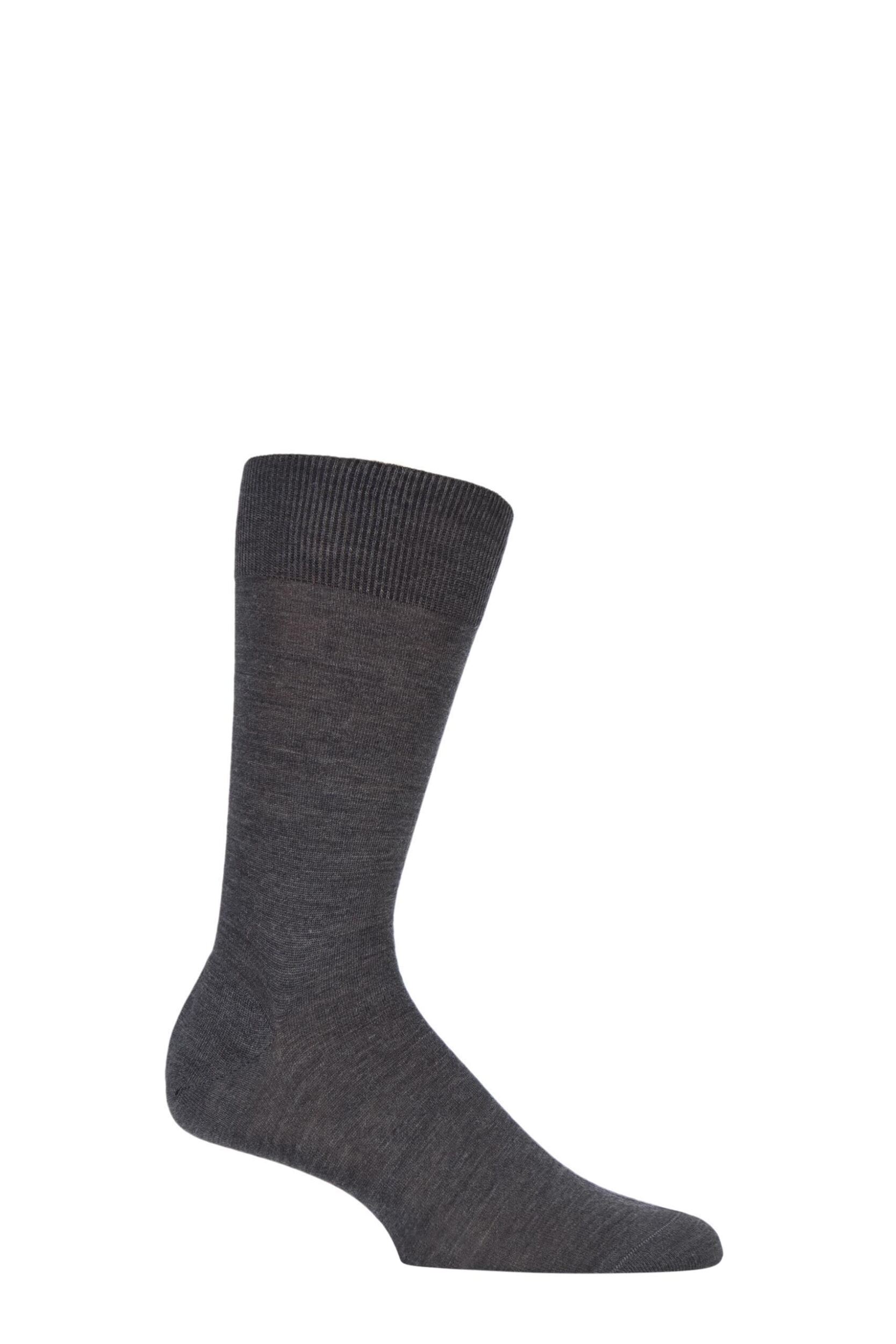 1 Pair Dark Grey Mix Camden Merino Wool Plain Socks Men's 10-12 Mens - Pantherella