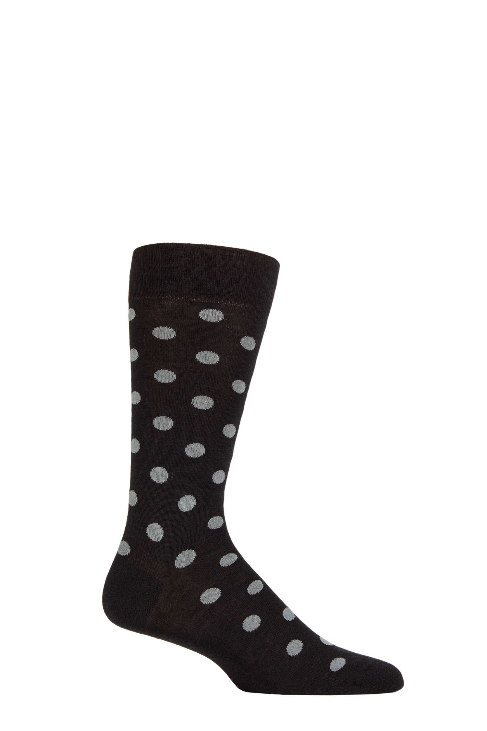 Mens 1 Pair Pantherella Helianthus Merino Wool All Overs Spots Socks Black 10-12 Mens