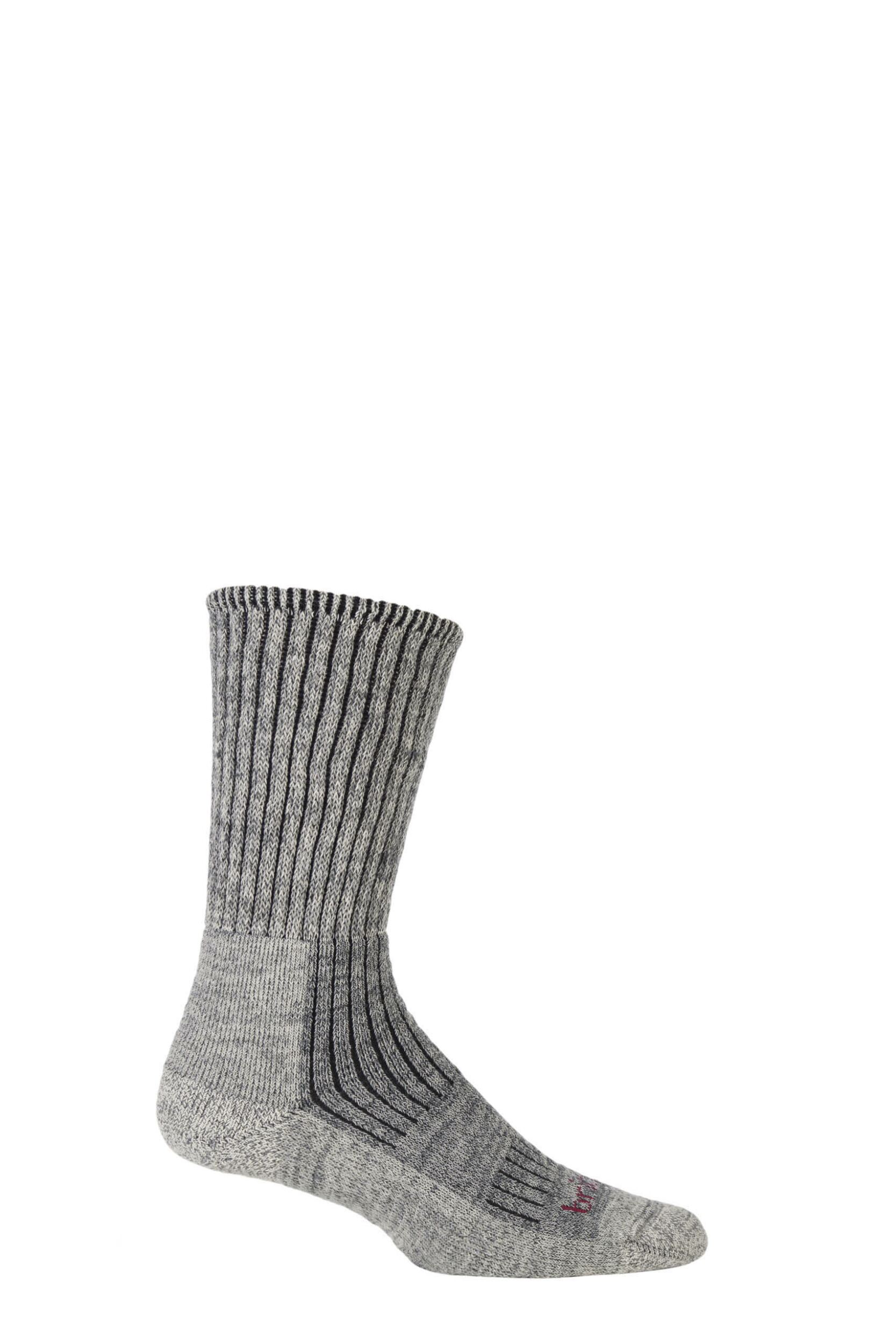 1 Pair Stone Grey Comfort Trekker Socks For All Day Trekking and Hiking Men's 6-8.5 Mens - Bridgedale