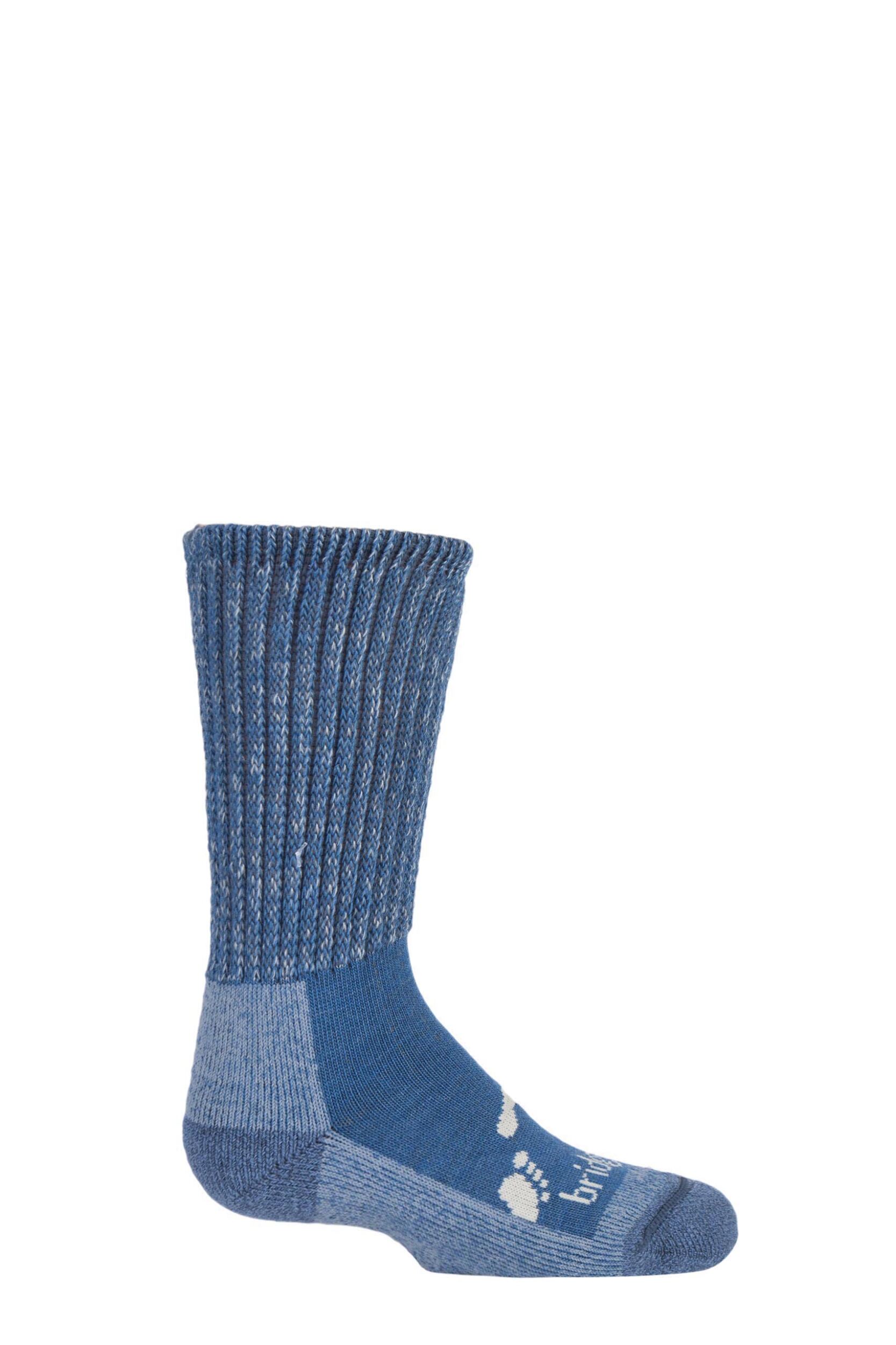 1 Pair Storm Blue Junior Trekker Socks All Day Comfort Kids Unisex 1-3 Kids (9-12 Years) - Bridgedale