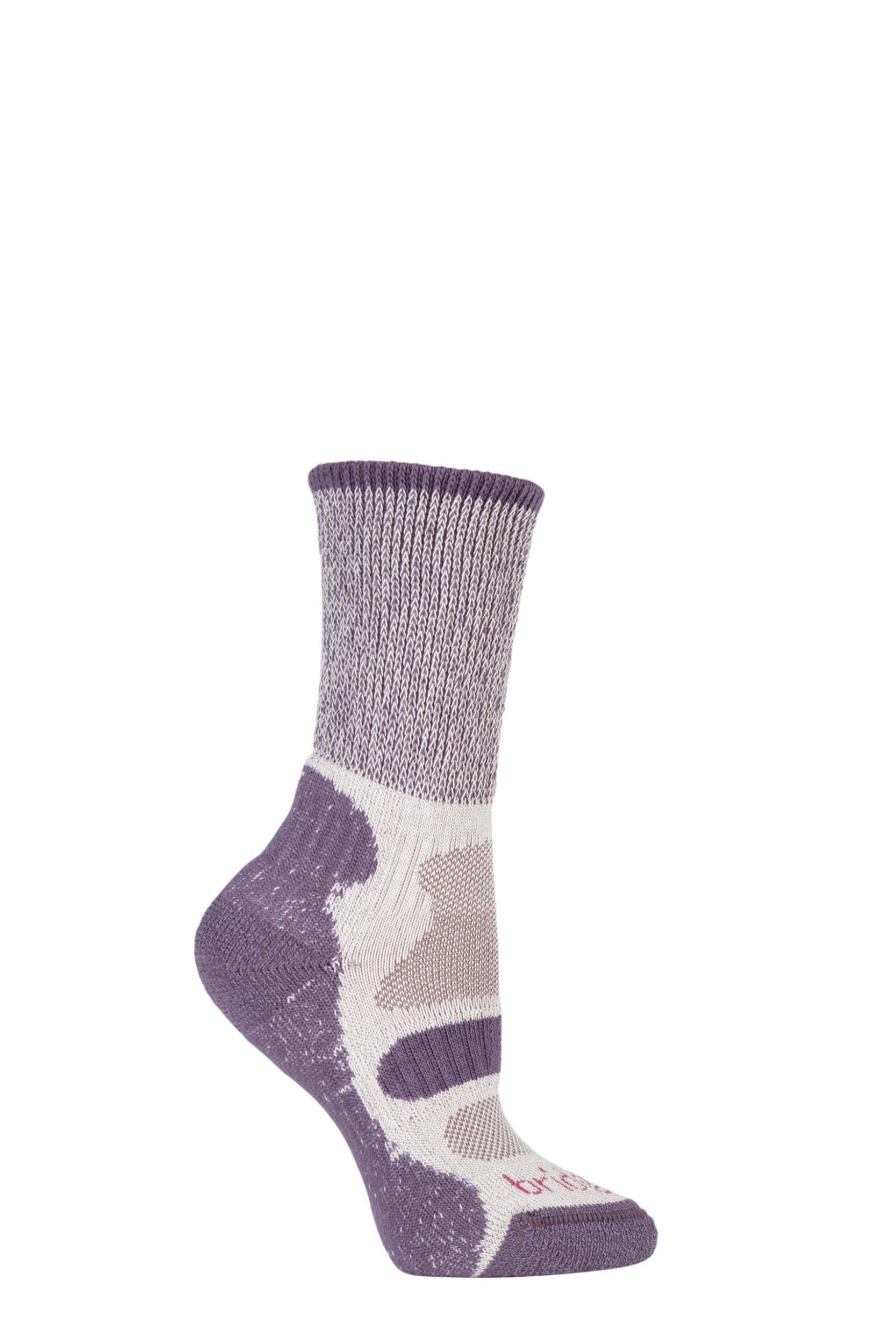 Image of 1 Pair Plum Active Light Hiker Cotton and Coolmax Socks For Summer Hiking Ladies 5-6.5 Ladies - Bridgedale
