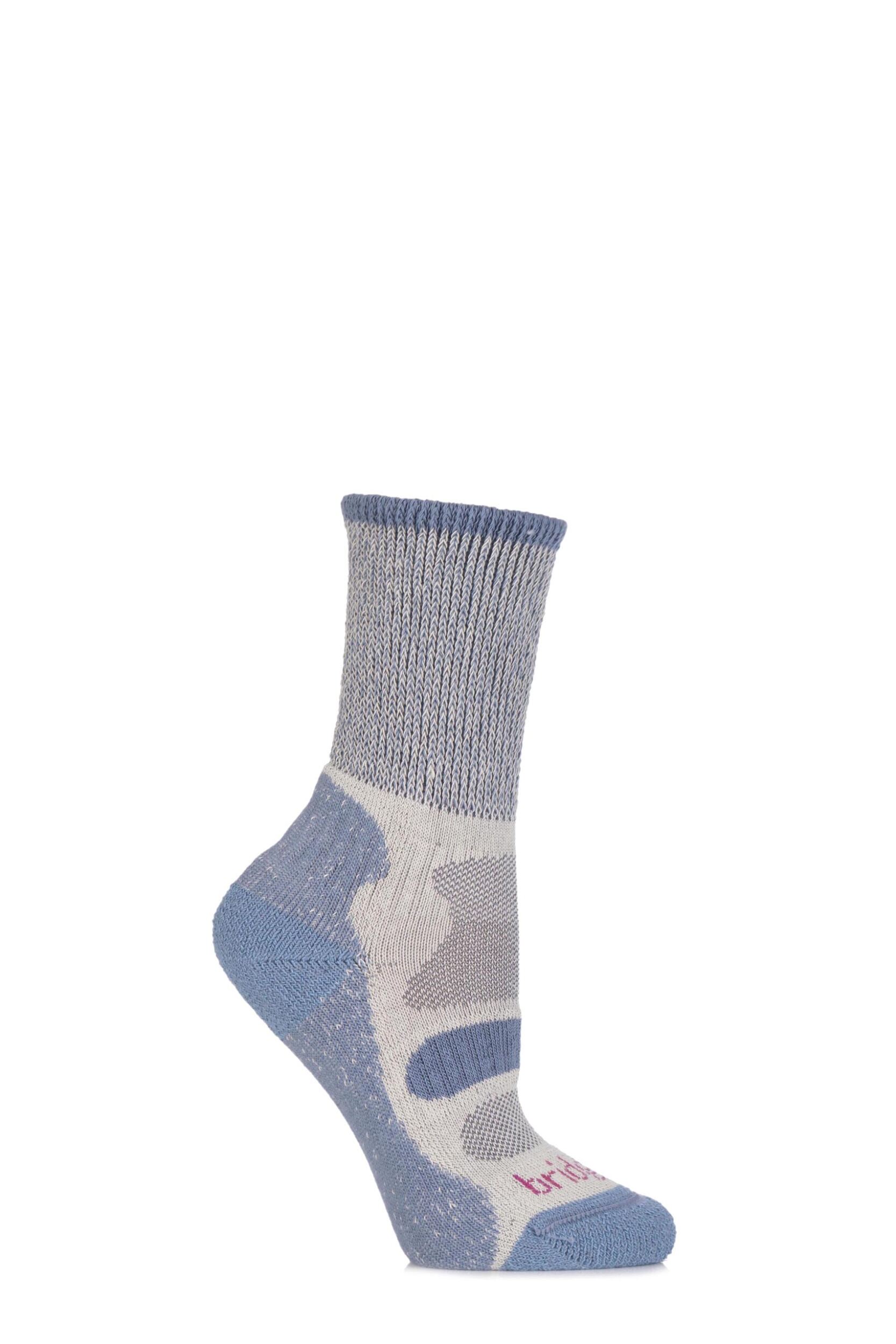 1 Pair Smokey Blue Active Light Hiker Cotton and Coolmax Socks For Summer Hiking Ladies 3-4.5 Ladies - Bridgedale