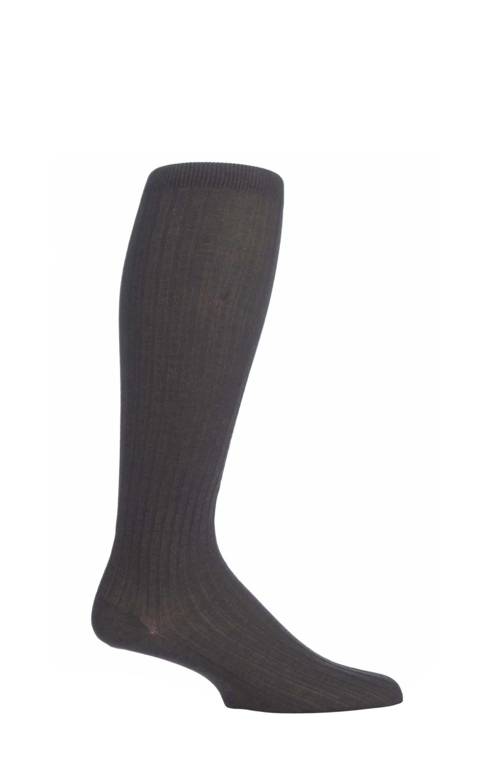 Image of 1 Pair Charcoal Merino Wool Rib Knee High Socks Mens7.5-9.5 Mens - Pantherella