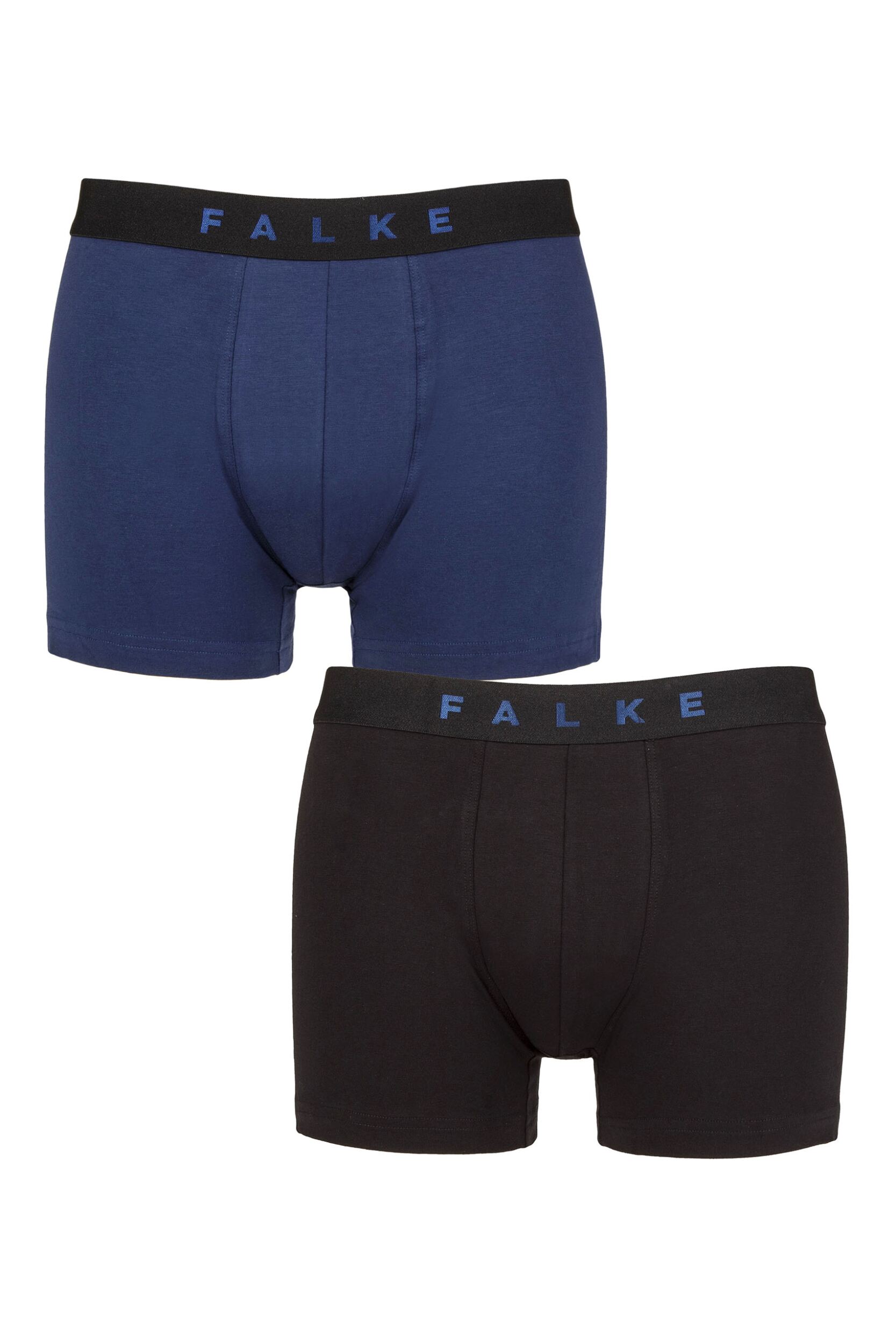 Image of Mens 2 Pack Falke Daily Comfort Cotton Boxer Briefs Blue and Black