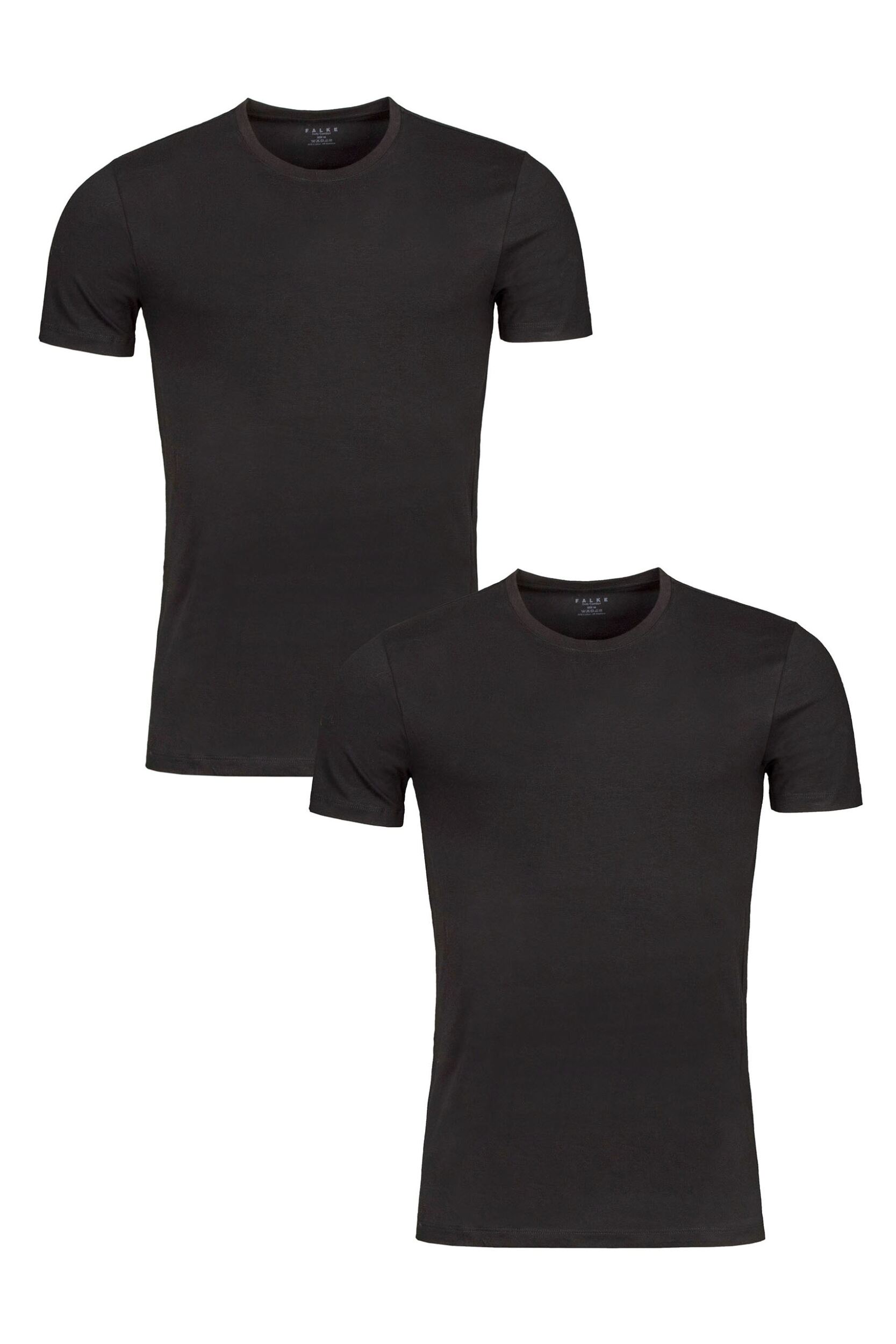 Mens 2 Pack Falke Daily Comfort Cotton Crew Neck T-Shirt Black Extra Large