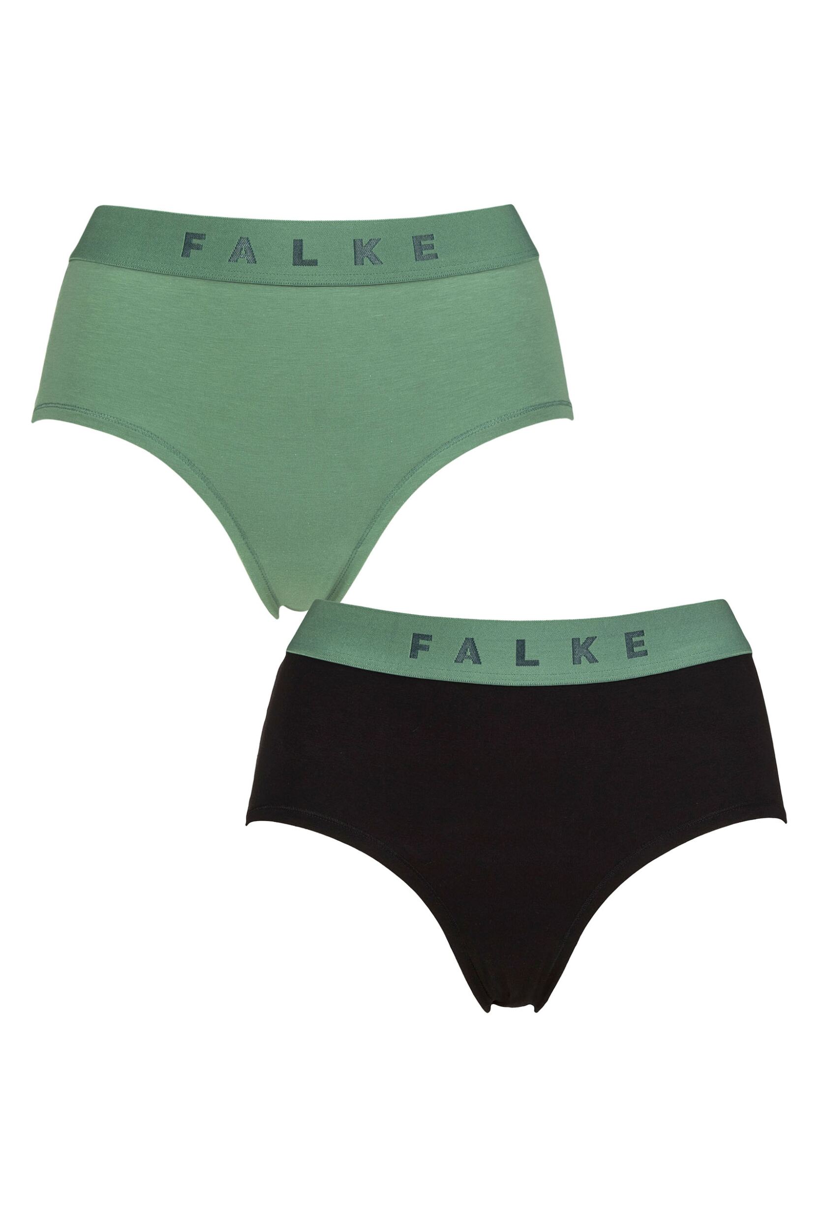 Image of Women's 2 Pack Falke Daily Comfort Cotton Hipster Briefs Green and Black L