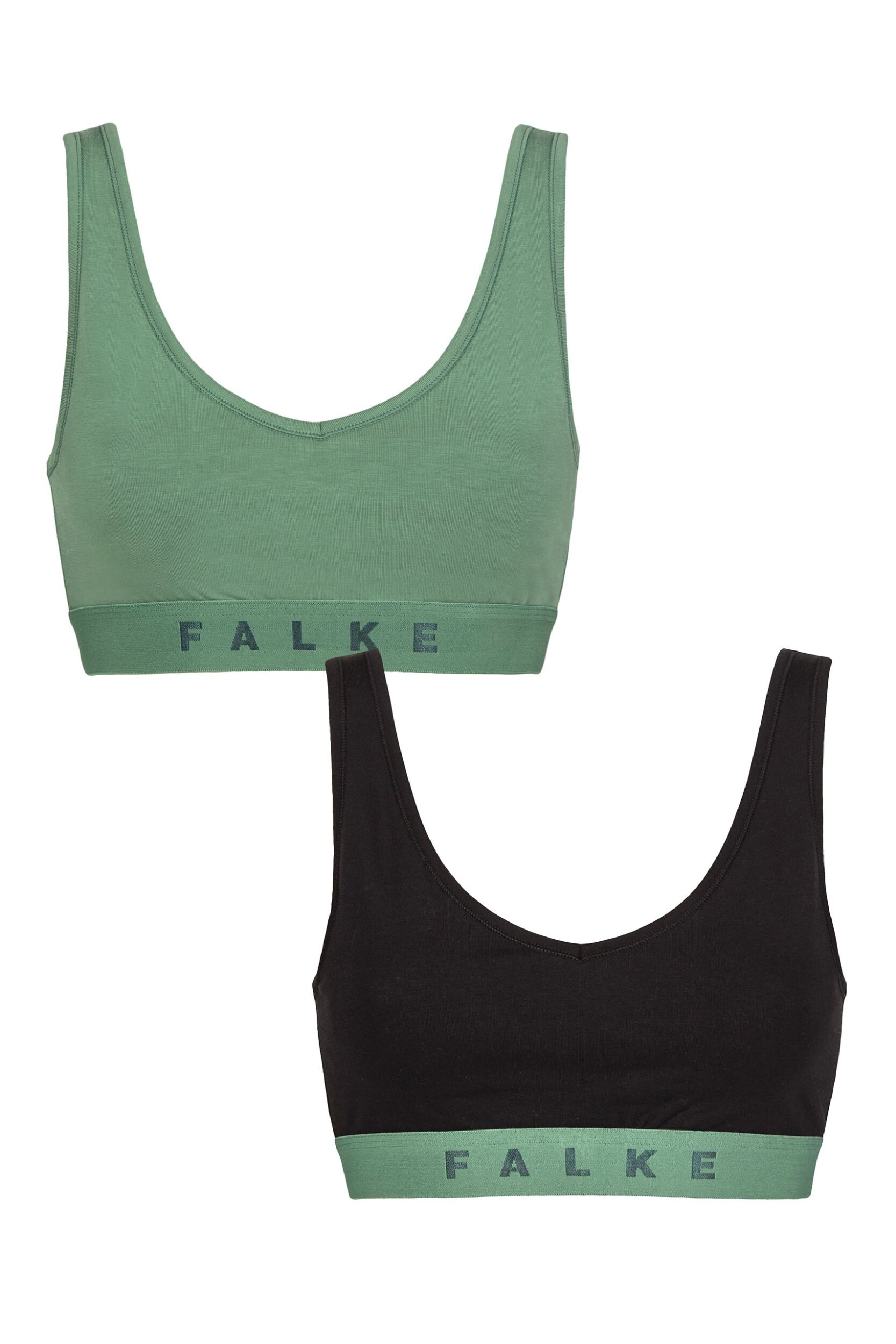 Women's 2 Pack Falke Daily Comfort Cotton Bralette Green and Black S