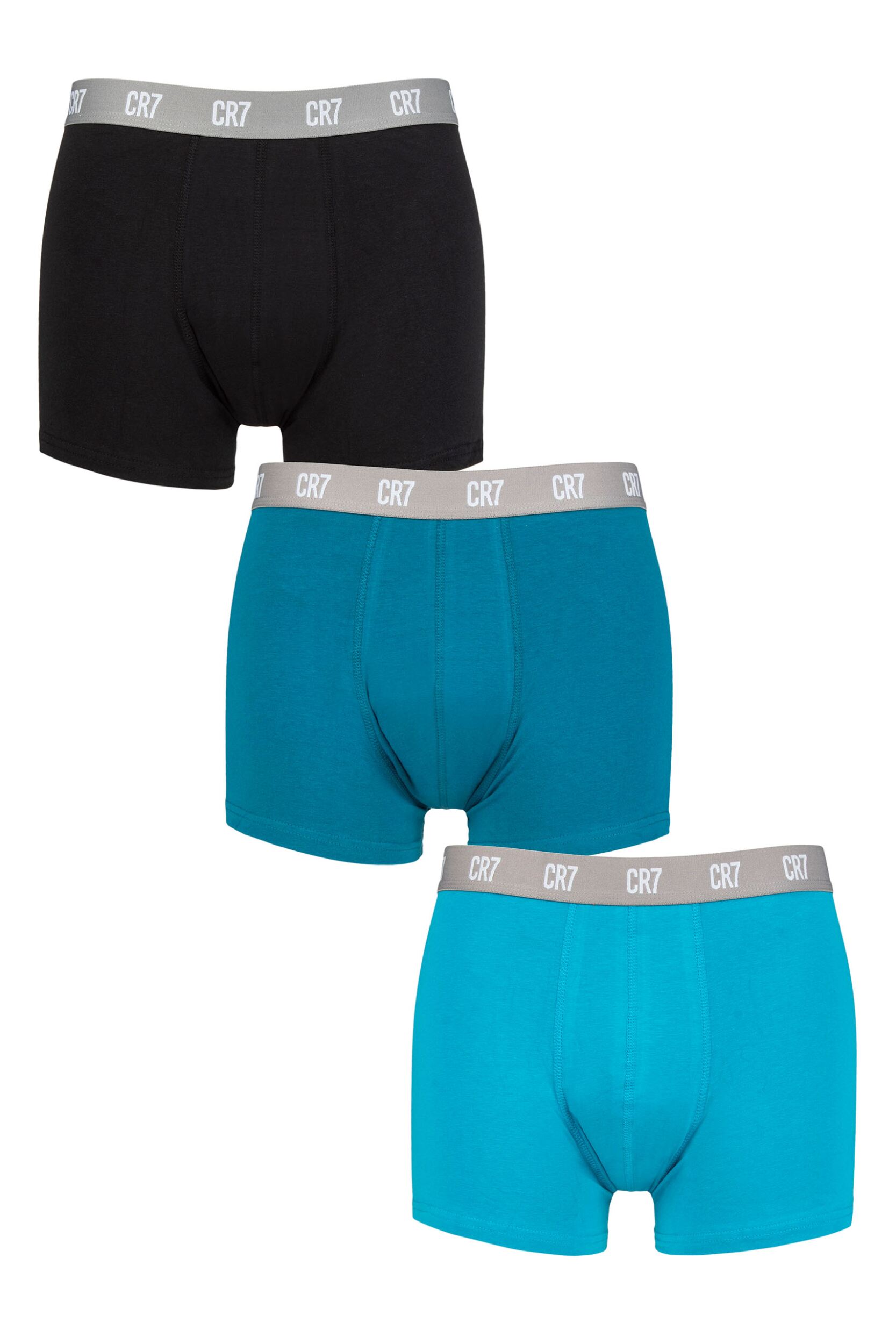 Mens 3 Pack CR7 Cotton Trunks Black/Green/Light Green Large