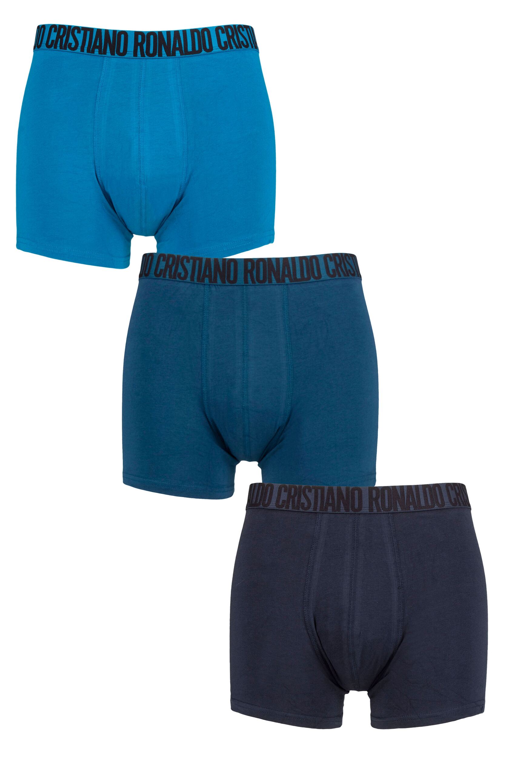 Mens 3 Pack CR7 Cotton Trunks Navy/Blue Extra Large