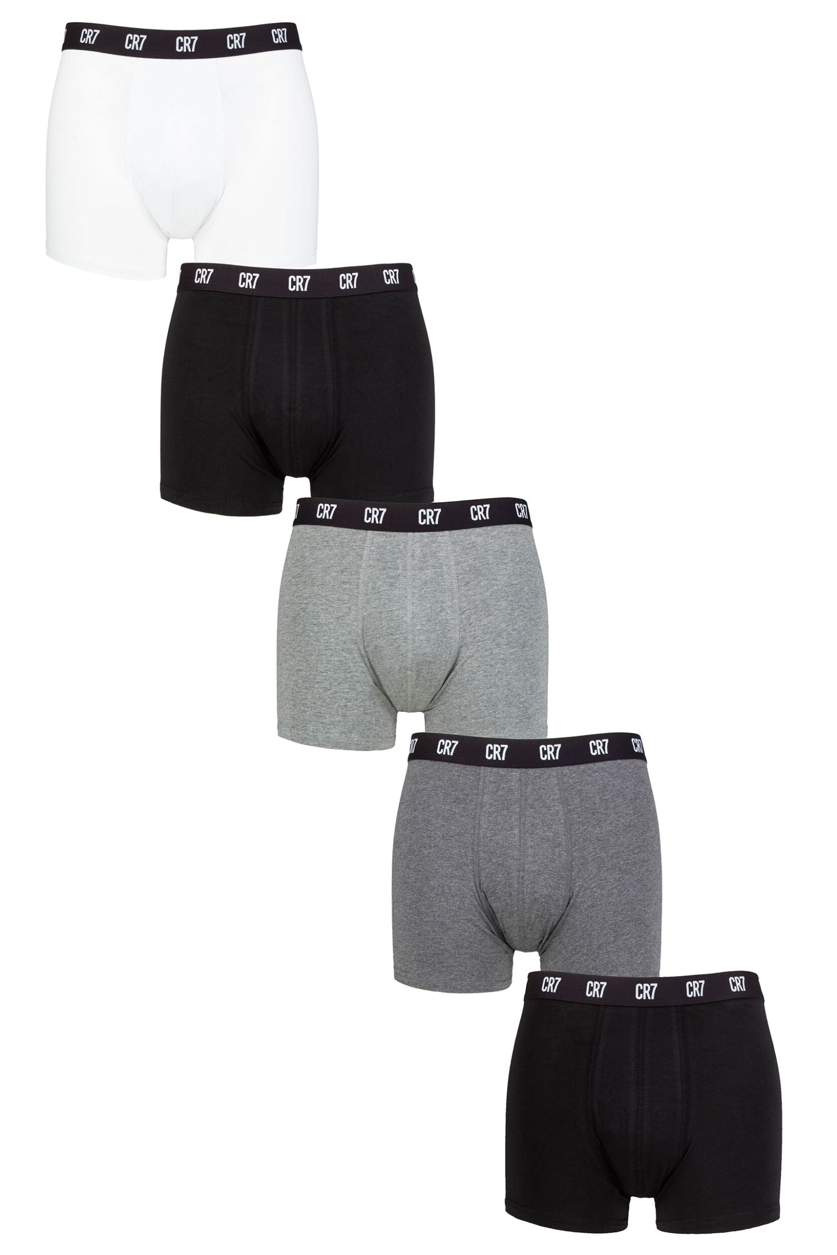 Mens 5 Pack CR7 Cotton Trunks Black/White/Grey XX Large