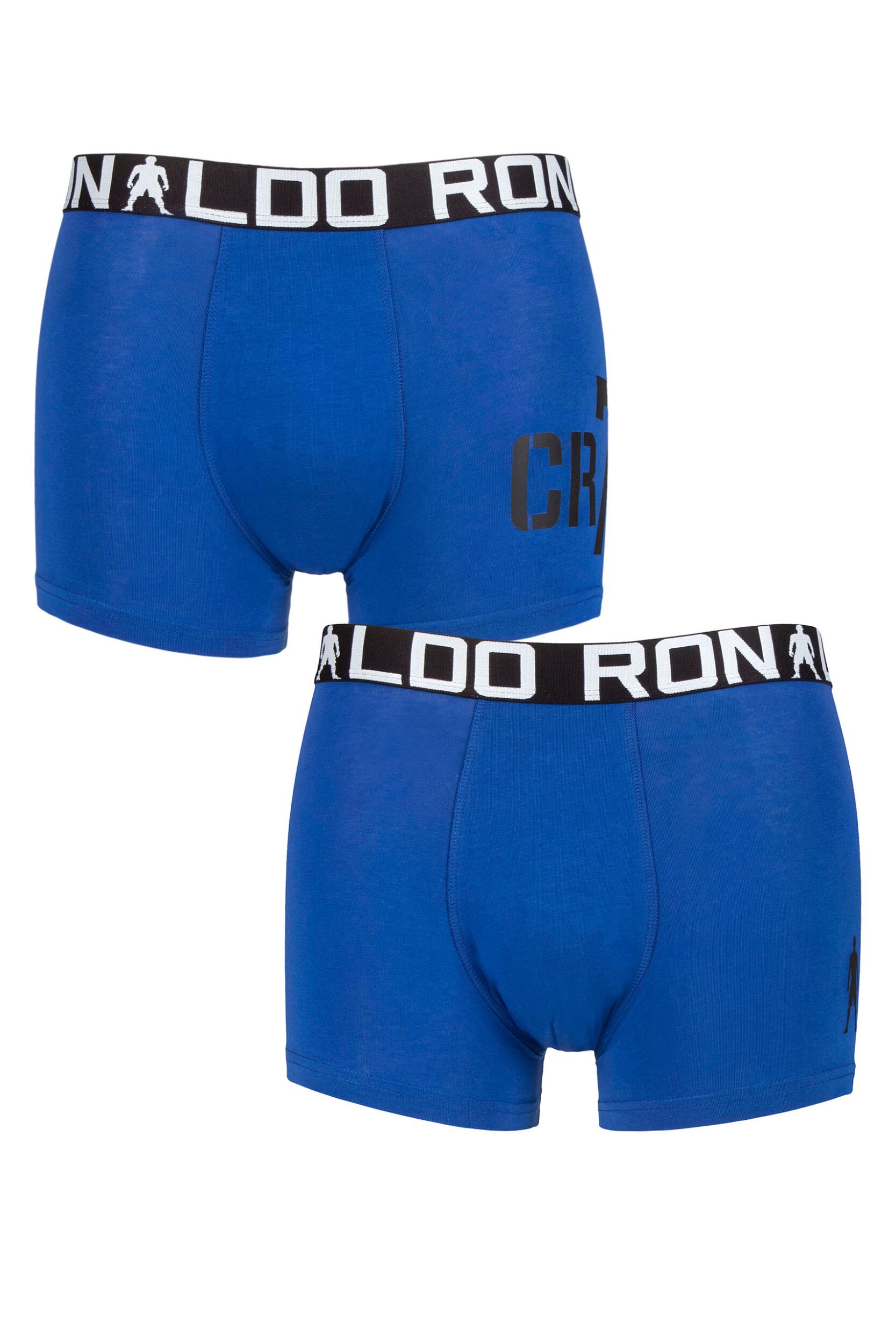 Boys 2 Pack CR7 Cotton Boxer Shorts Blue/Black CR7 4-6 Years