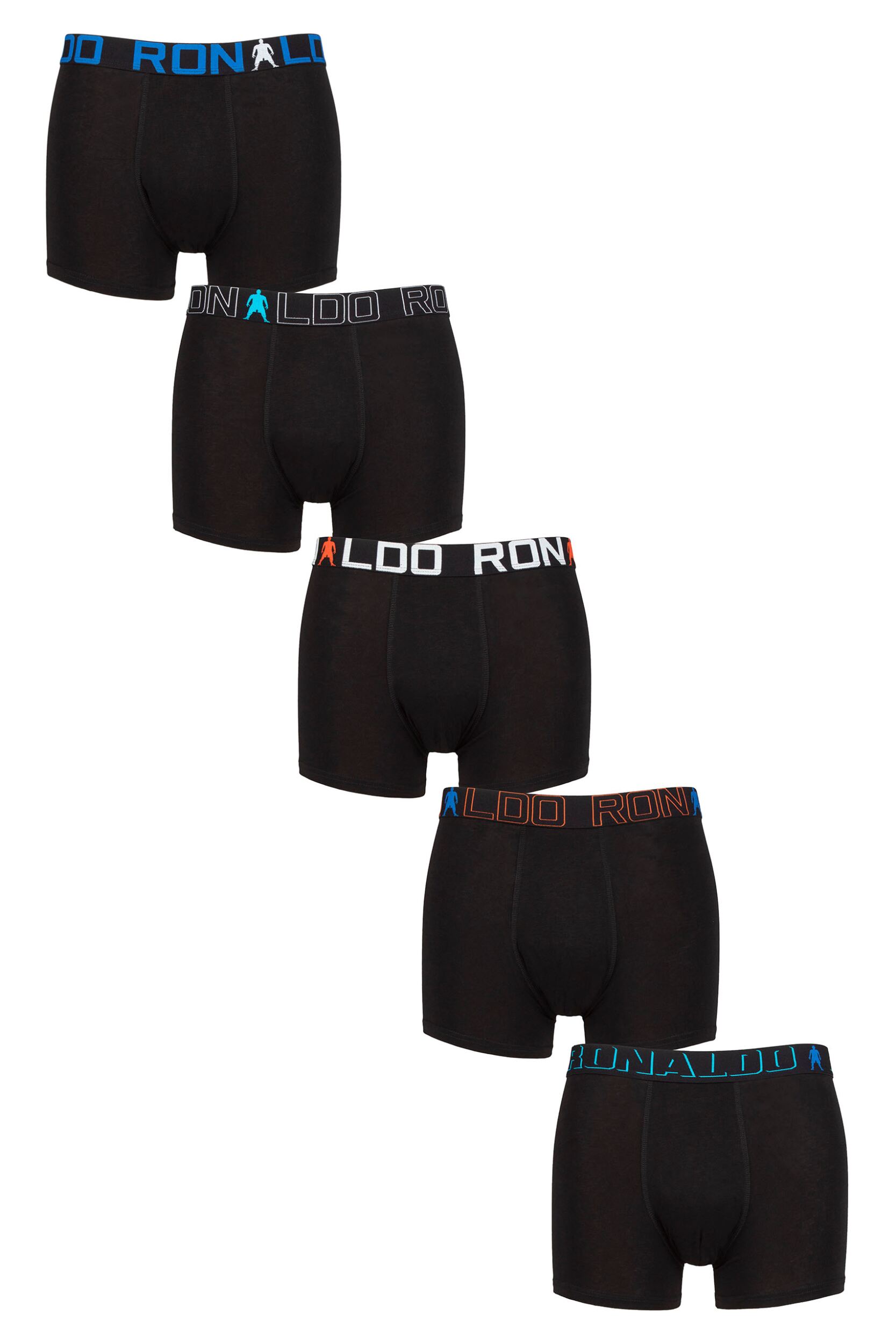 Boys 5 Pack CR7 Cotton Boxer Shorts Black 4-6 Years