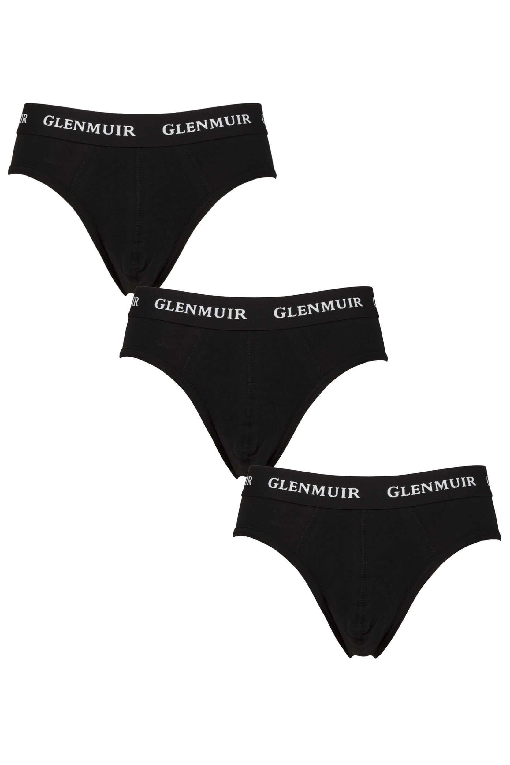 Mens 3 Pack Glenmuir Cotton Briefs Black L