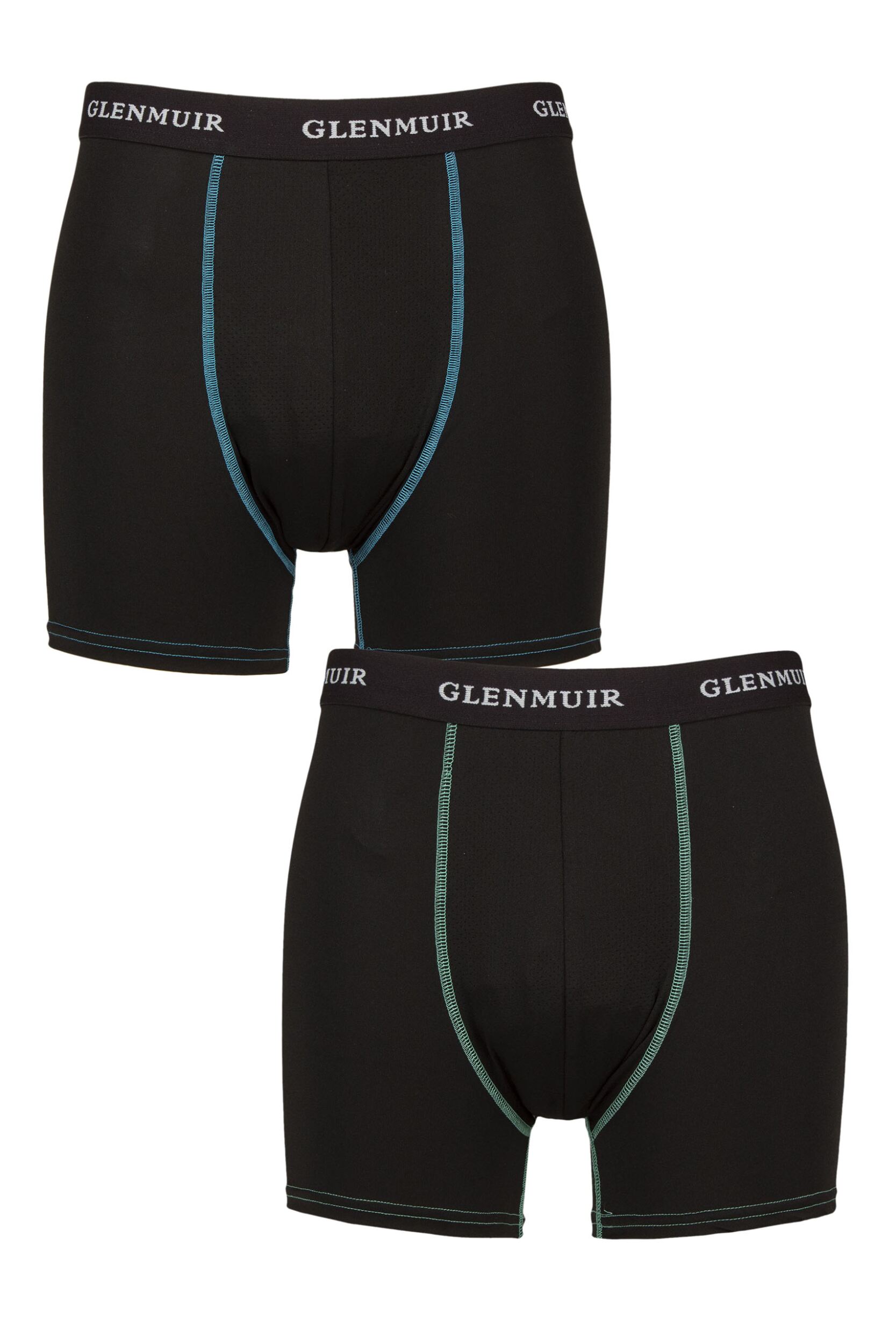 Mens 2 Pack Glenmuir Sports Performance Trunks Black M