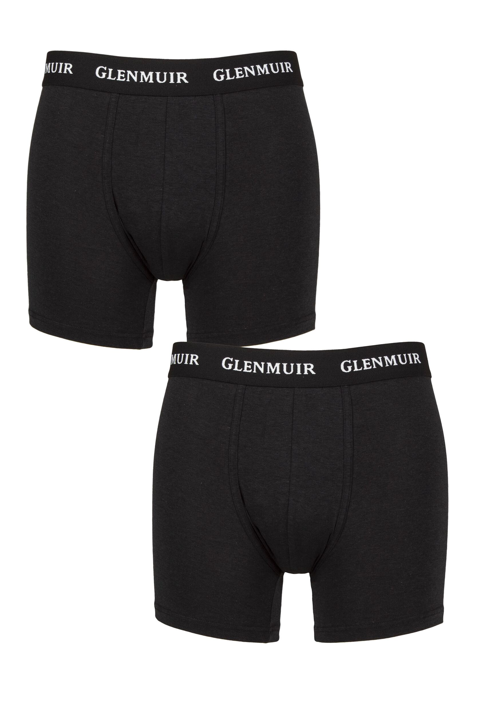 Mens 2 Pack Glenmuir Cotton and Bamboo Blend Long Leg Trunks Black M