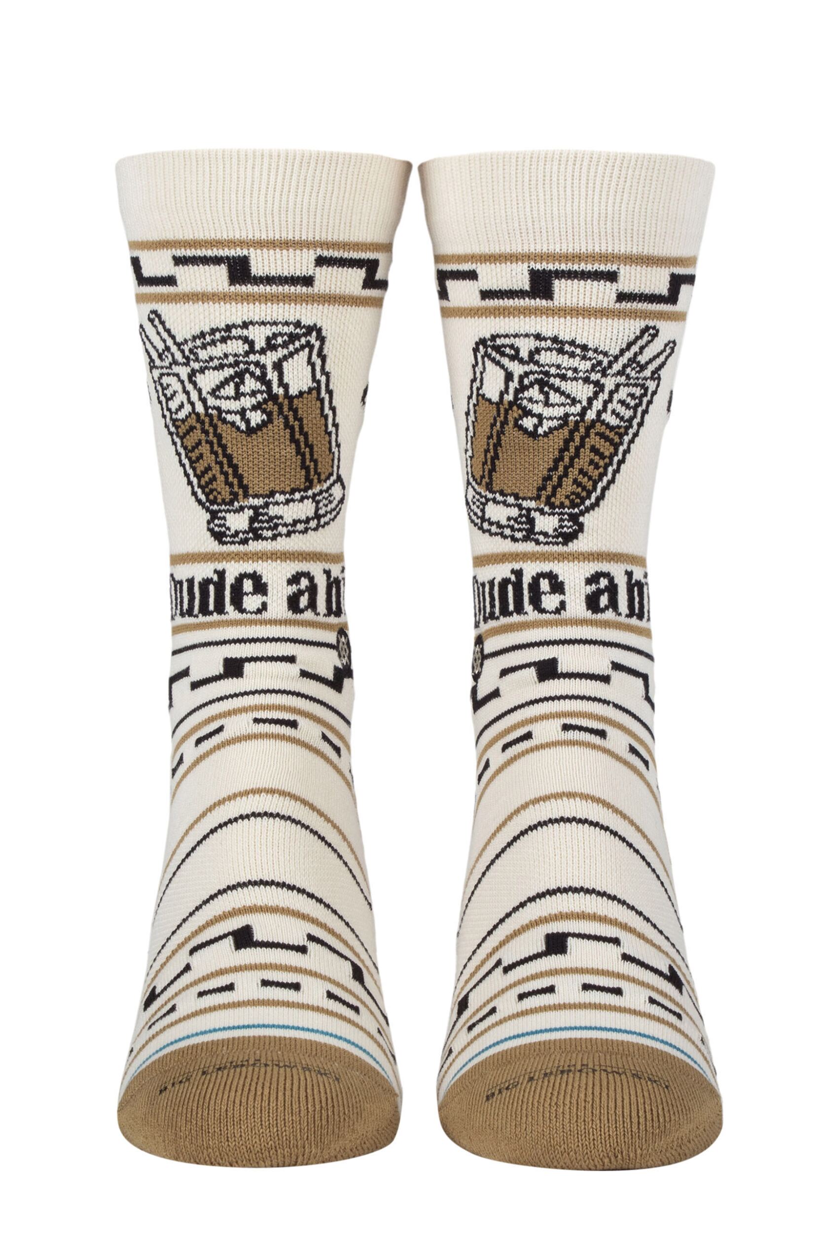 Mens and Women's 1 Pair Stance The Big Lebowski The Dude Combed Cotton Socks Tan 3-5.5