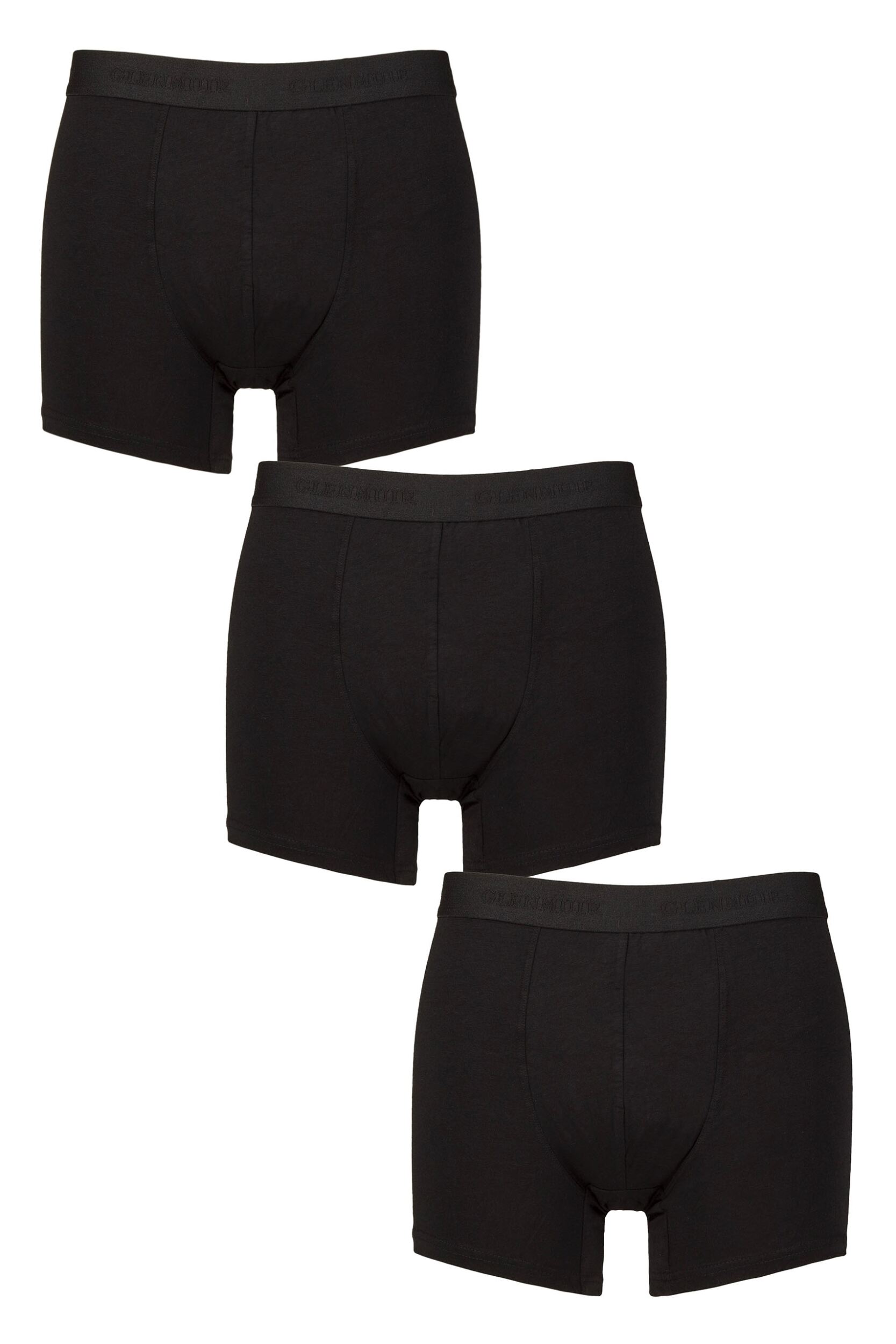 Image of Mens 3 Pack Glenmuir Cotton and Modal Blend Trunks Black M