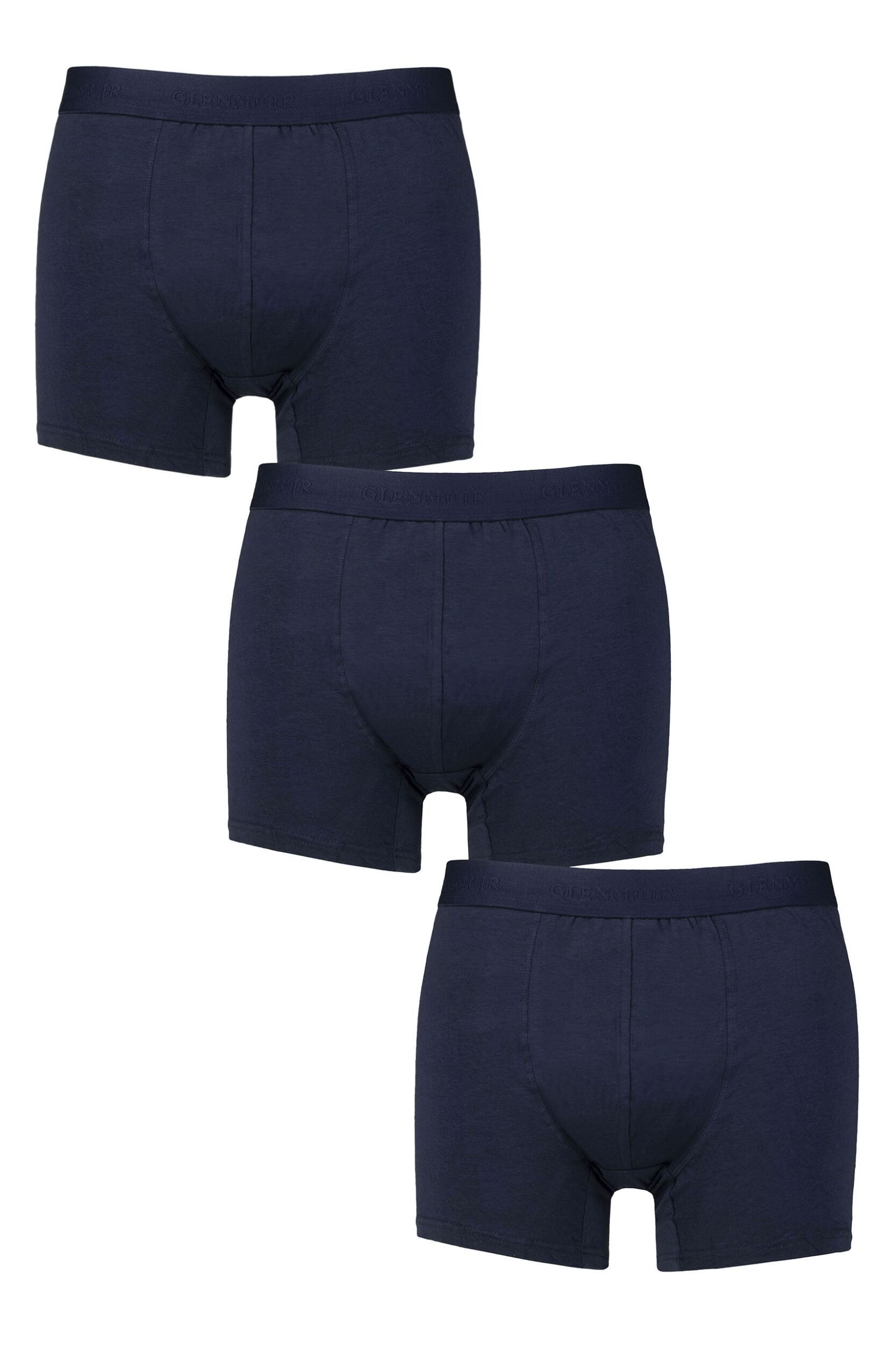 Image of Mens 3 Pack Glenmuir Cotton and Modal Blend Trunks Navy M
