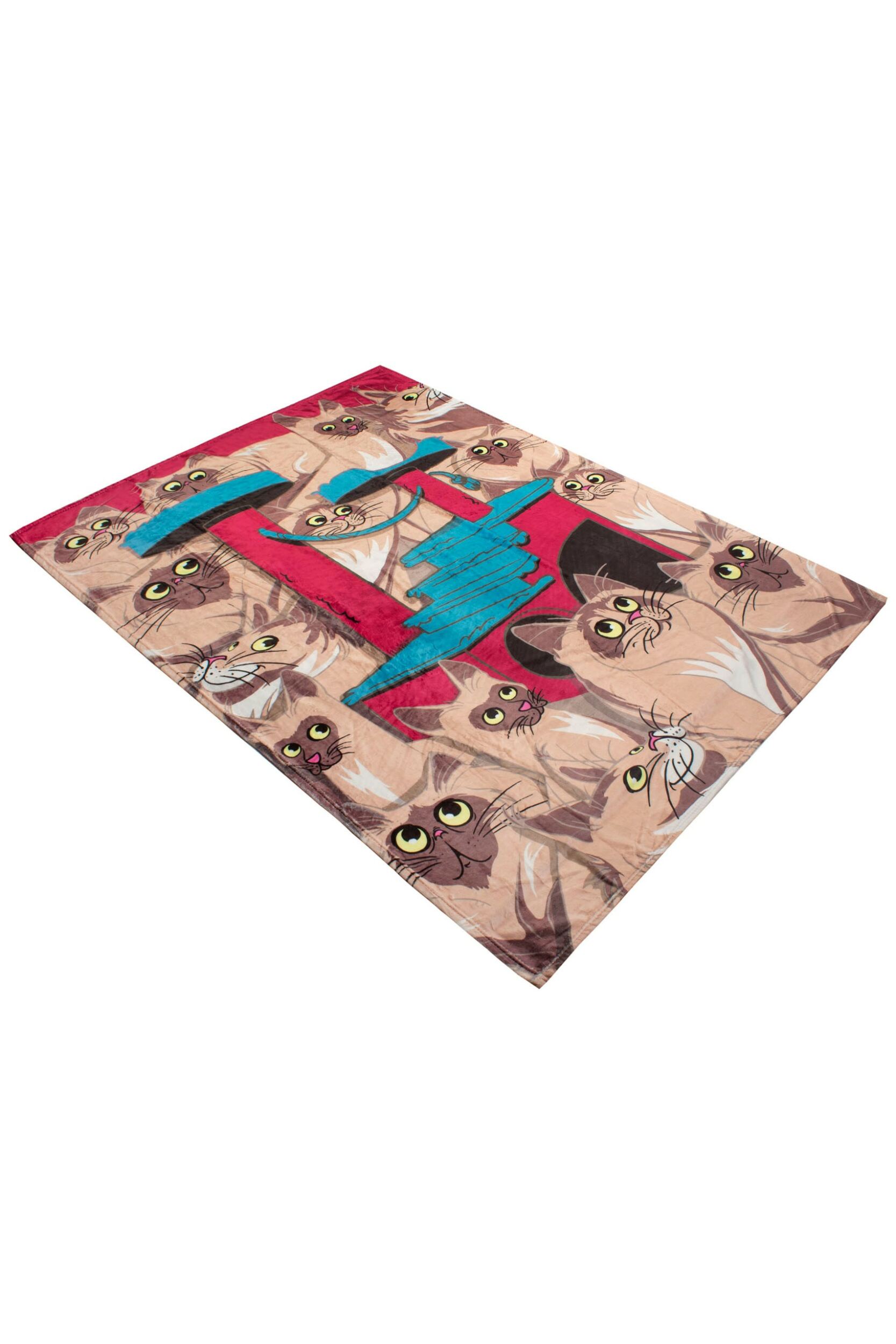 1 Pack Heat Holders 1.7 TOG Cat Pattern Blanket Cocoa 127*178CM
