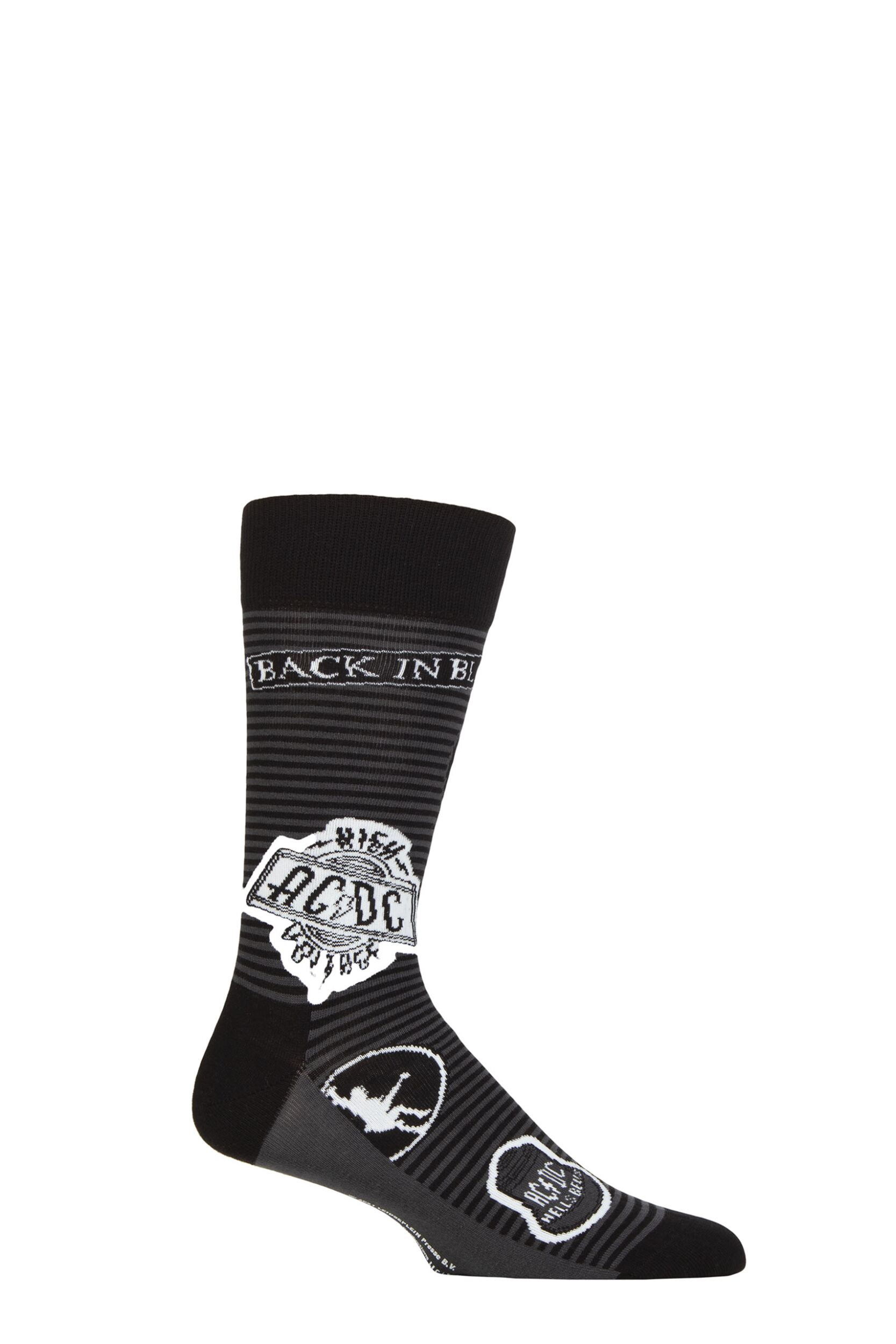 SOCKSHOP Music Collection 1 Pair AC/DC Cotton Socks Icons Black One Size