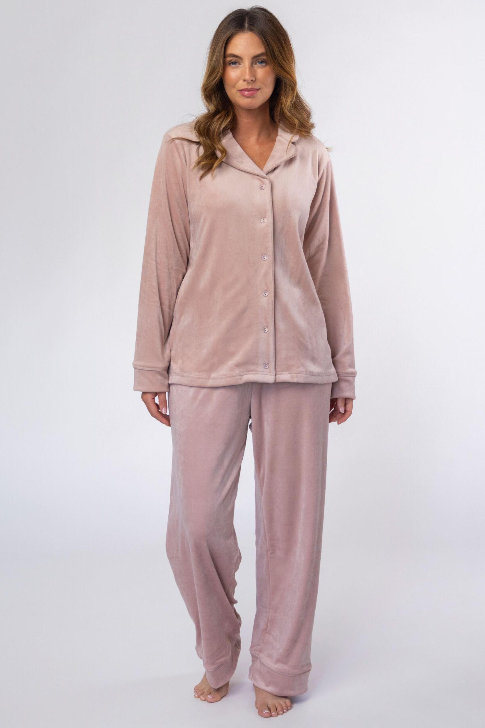 Women's 1 Pack Heat Holders Soul Warming Cosy Pyjama Set Dusky Pink M